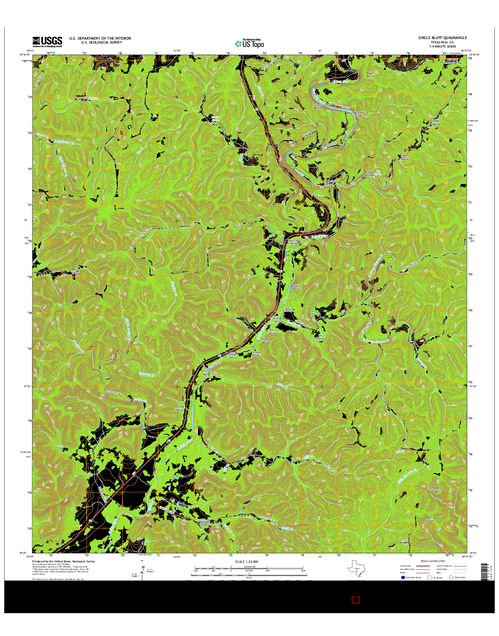 USGS US TOPO 7.5-MINUTE MAP FOR CIRCLE BLUFF, TX 2016