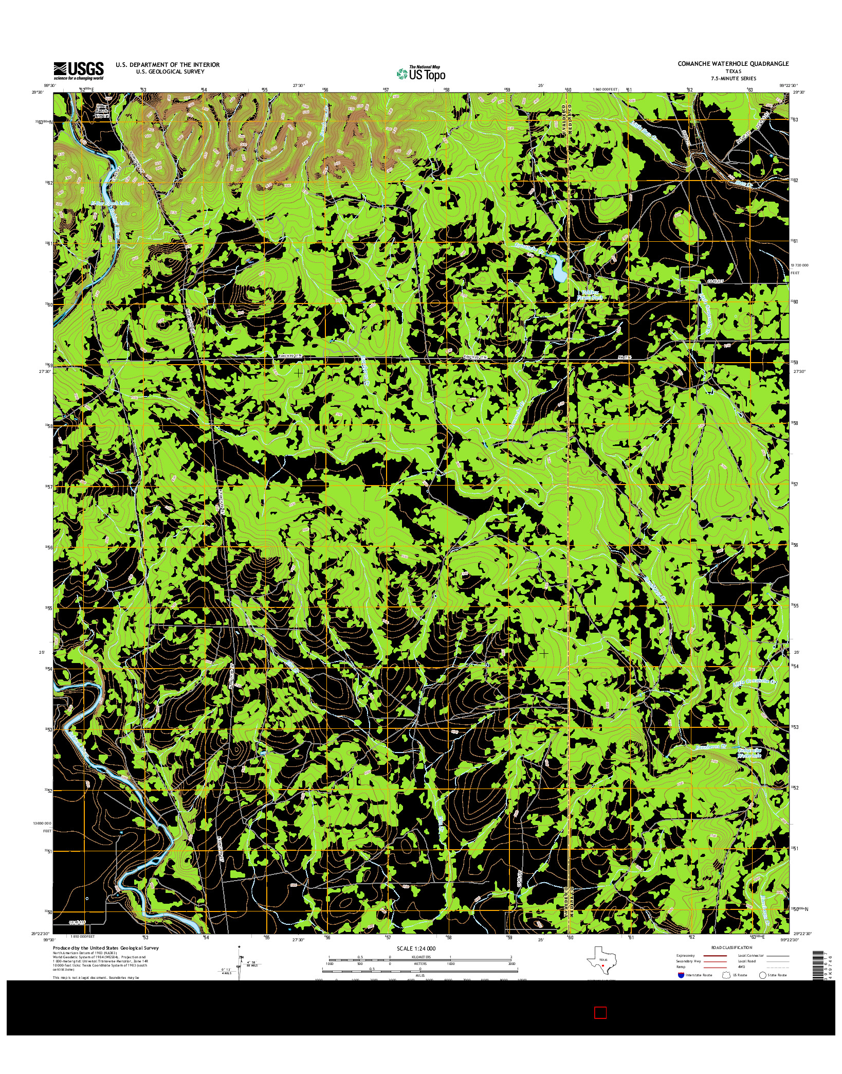 USGS US TOPO 7.5-MINUTE MAP FOR COMANCHE WATERHOLE, TX 2016