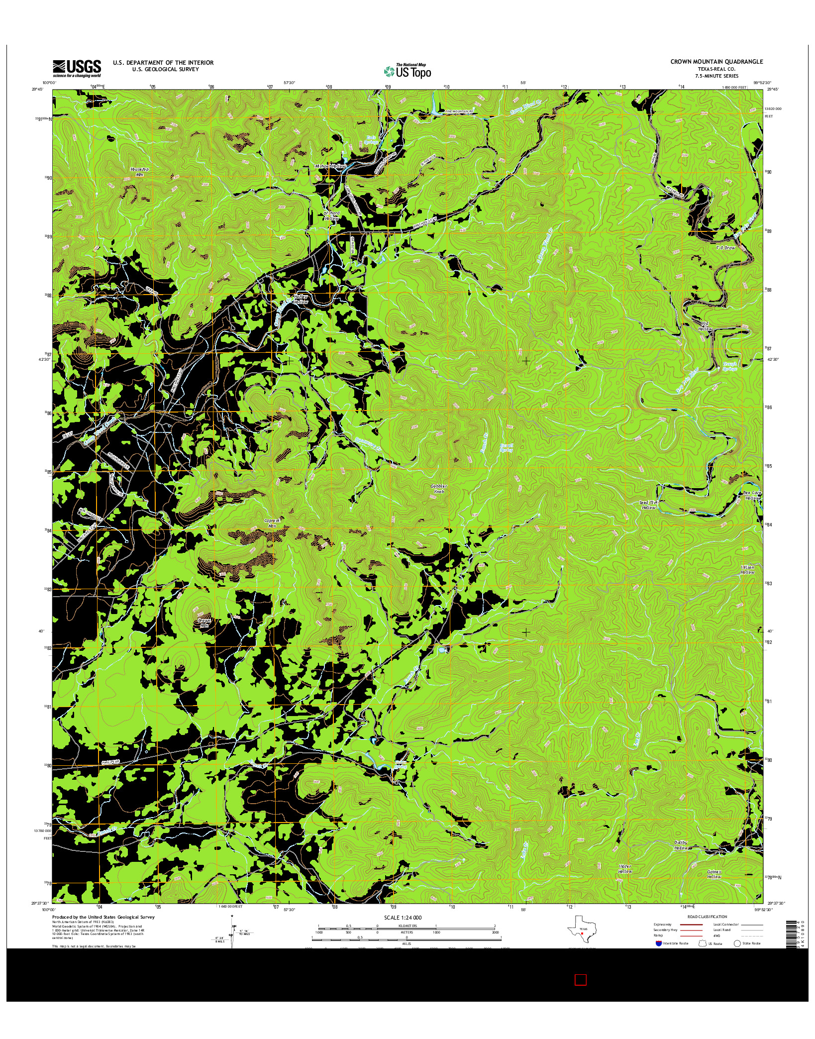 USGS US TOPO 7.5-MINUTE MAP FOR CROWN MOUNTAIN, TX 2016