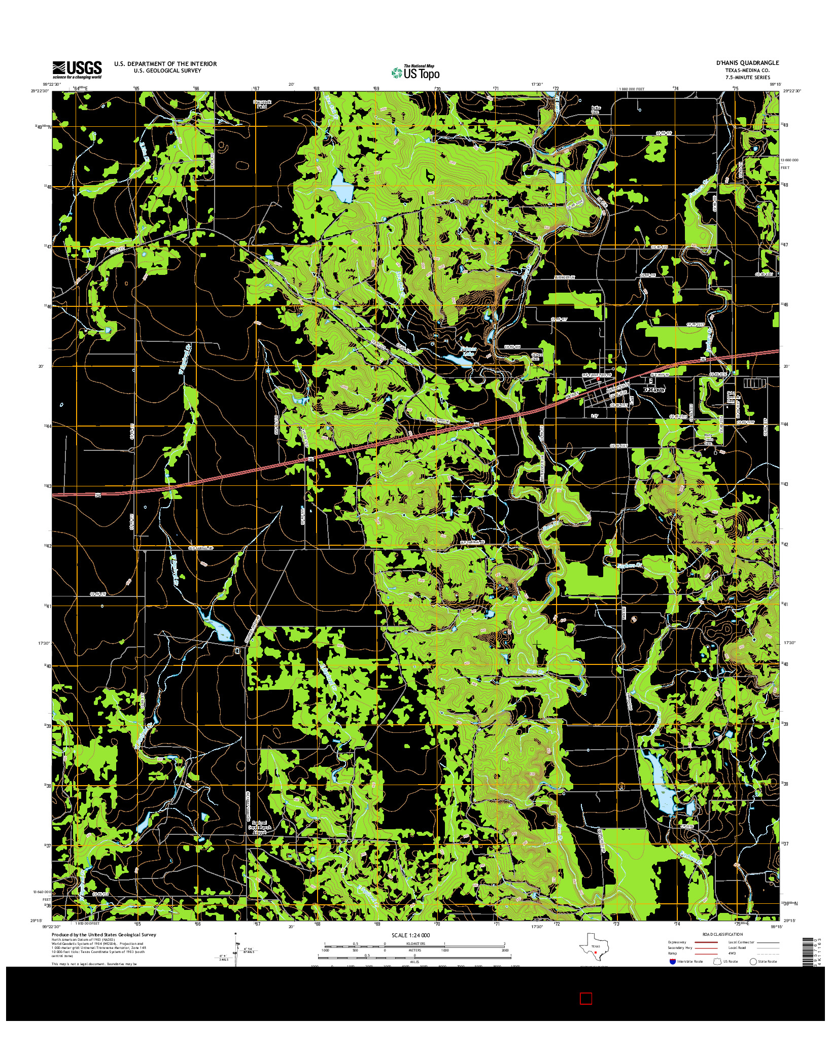 USGS US TOPO 7.5-MINUTE MAP FOR D'HANIS, TX 2016