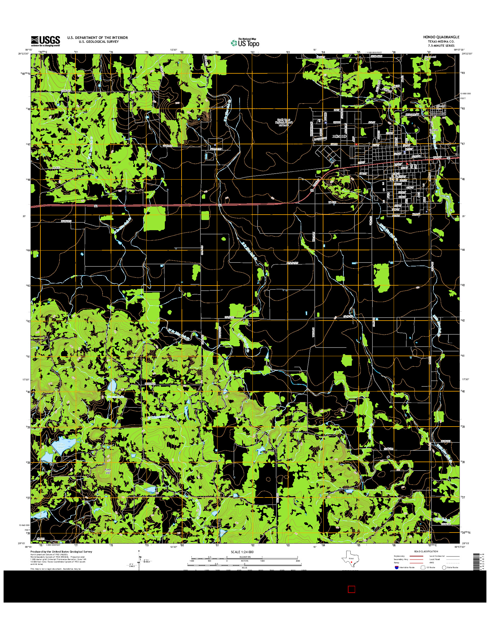 USGS US TOPO 7.5-MINUTE MAP FOR HONDO, TX 2016