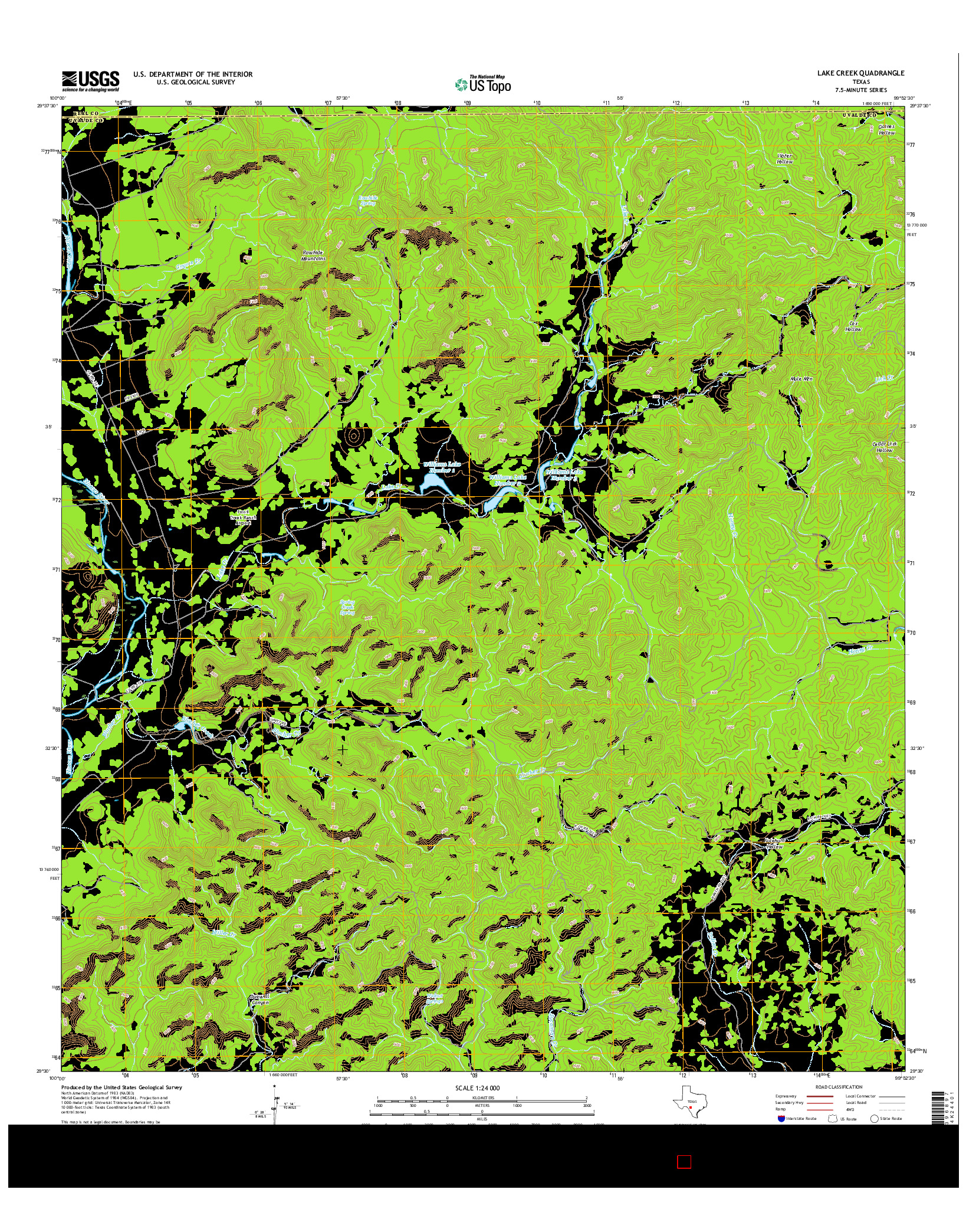 USGS US TOPO 7.5-MINUTE MAP FOR LAKE CREEK, TX 2016