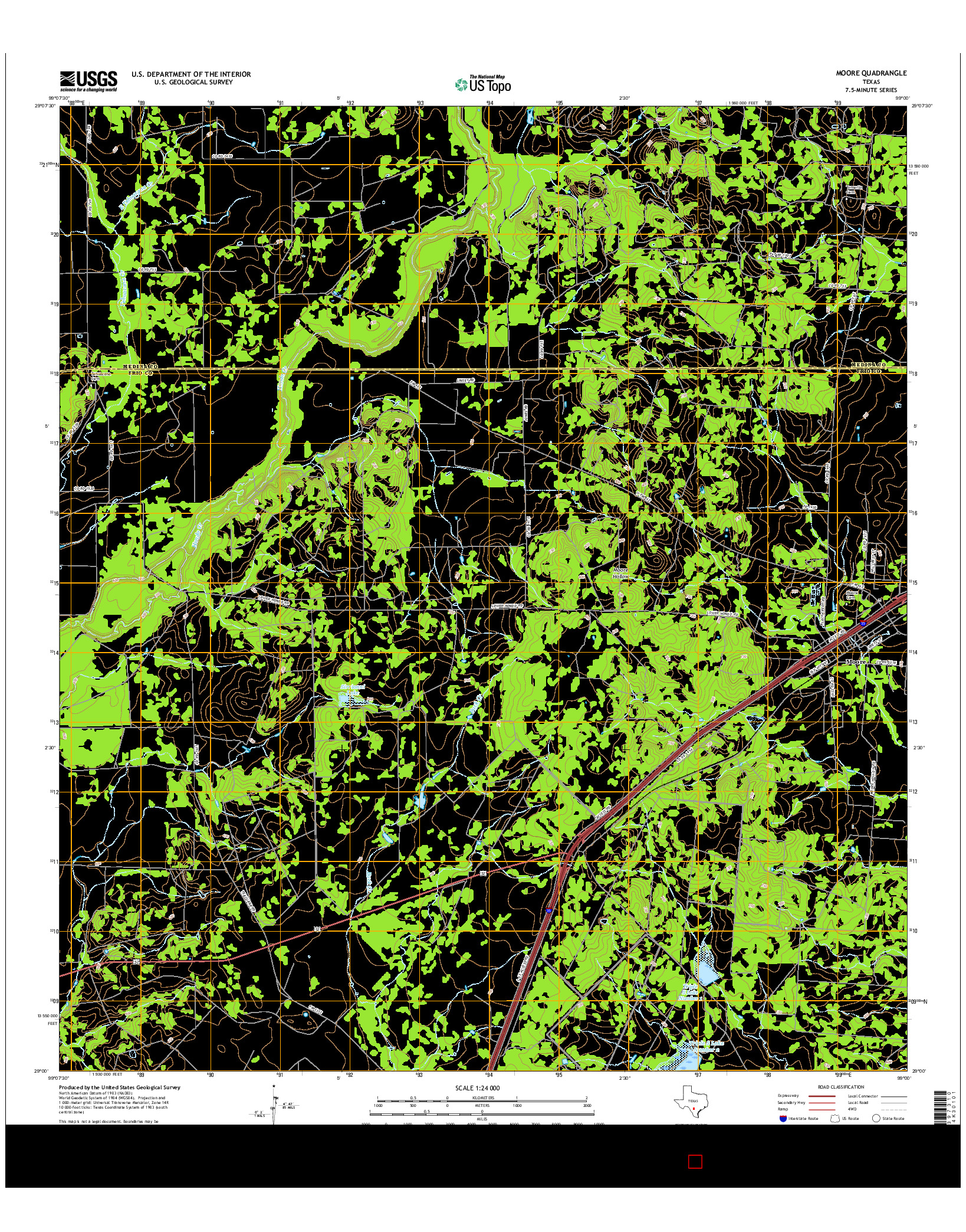 USGS US TOPO 7.5-MINUTE MAP FOR MOORE, TX 2016