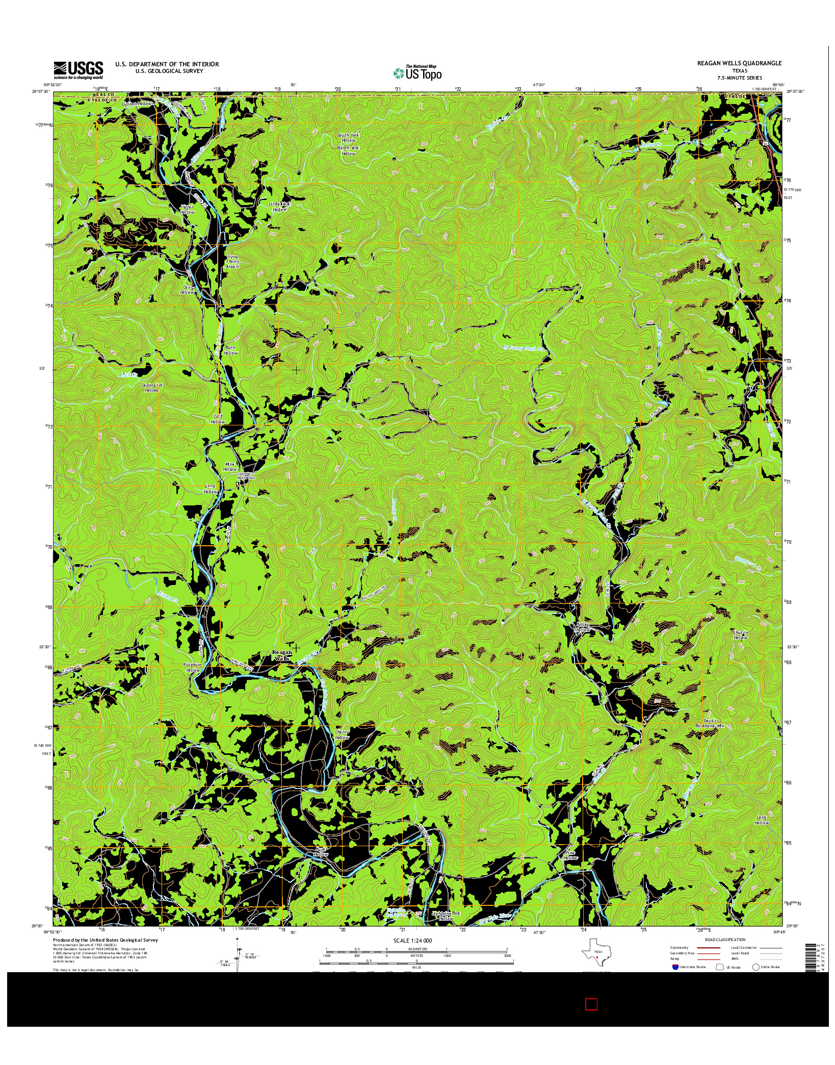 USGS US TOPO 7.5-MINUTE MAP FOR REAGAN WELLS, TX 2016