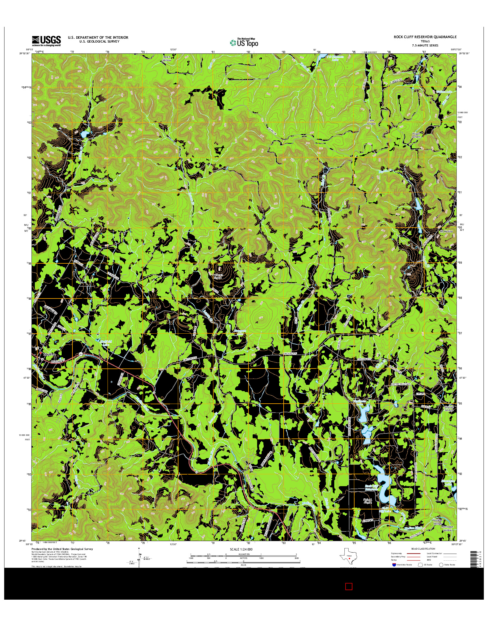 USGS US TOPO 7.5-MINUTE MAP FOR ROCK CLIFF RESERVOIR, TX 2016