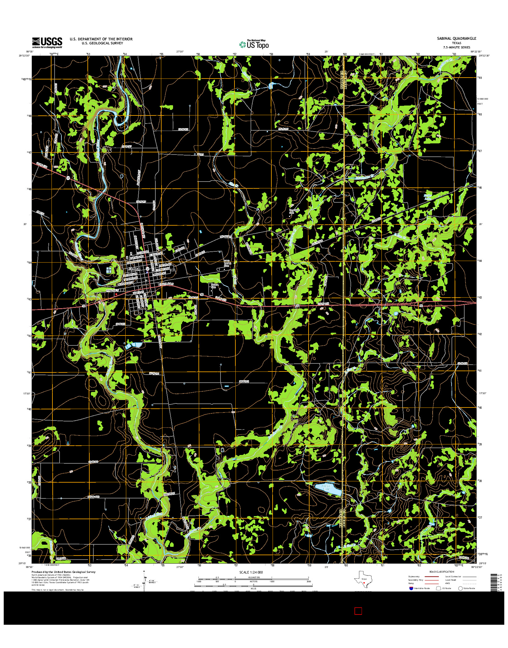 USGS US TOPO 7.5-MINUTE MAP FOR SABINAL, TX 2016