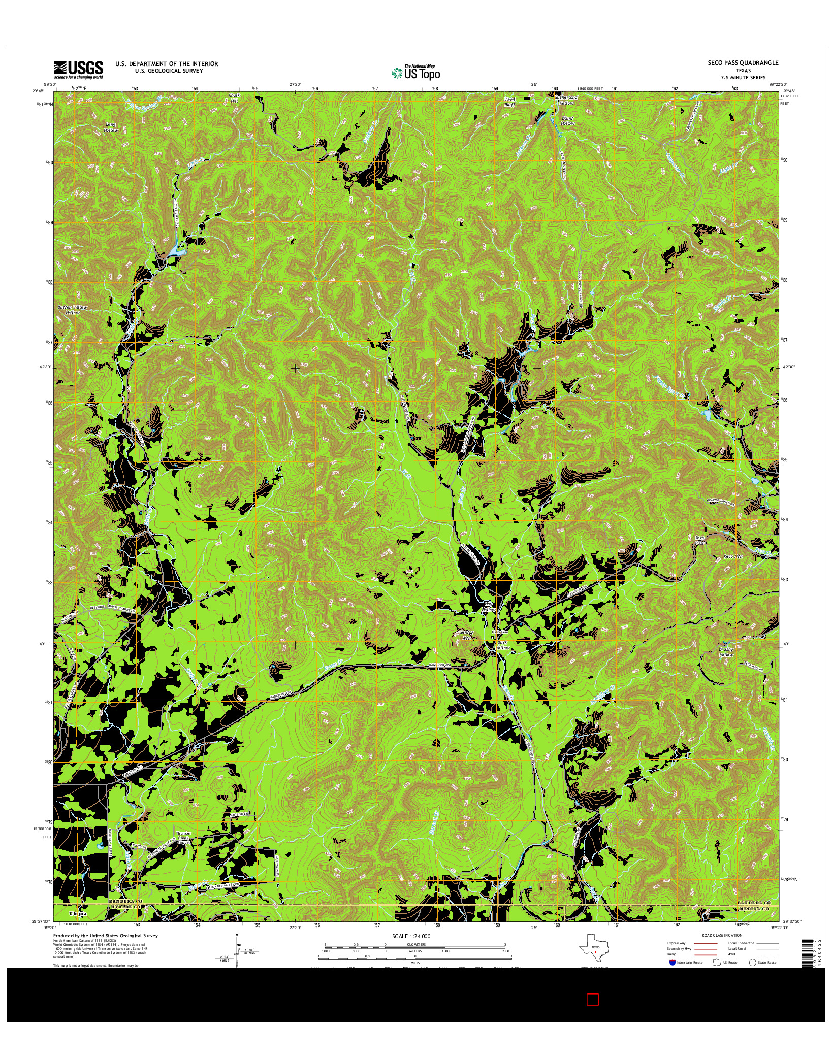 USGS US TOPO 7.5-MINUTE MAP FOR SECO PASS, TX 2016