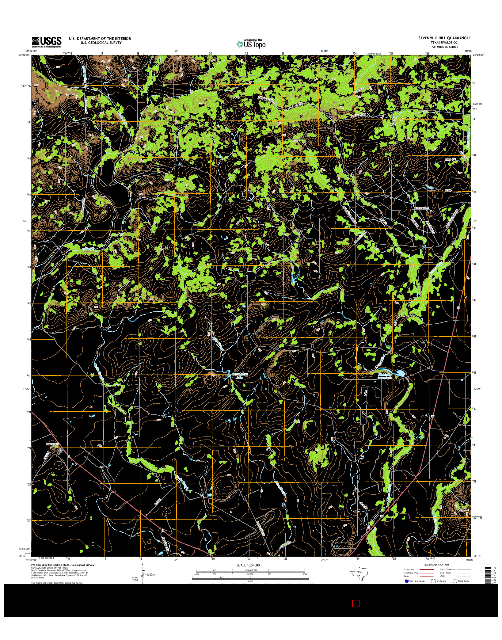 USGS US TOPO 7.5-MINUTE MAP FOR SEVENMILE HILL, TX 2016