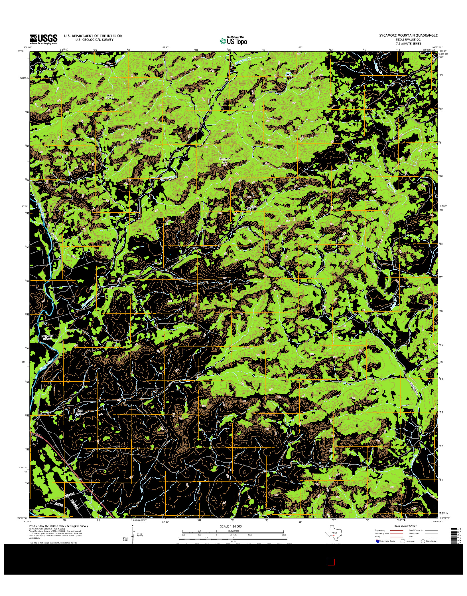 USGS US TOPO 7.5-MINUTE MAP FOR SYCAMORE MOUNTAIN, TX 2016