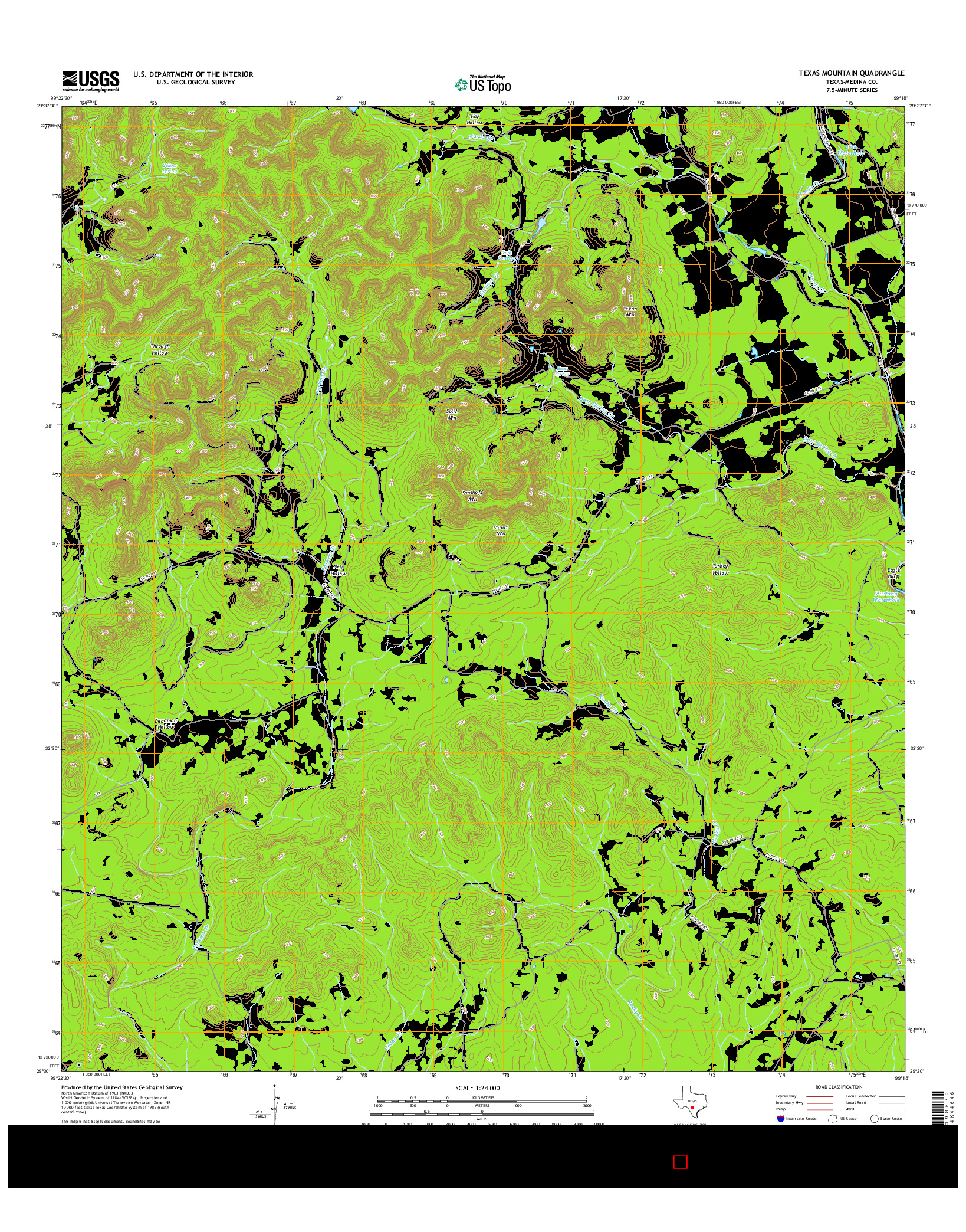 USGS US TOPO 7.5-MINUTE MAP FOR TEXAS MOUNTAIN, TX 2016