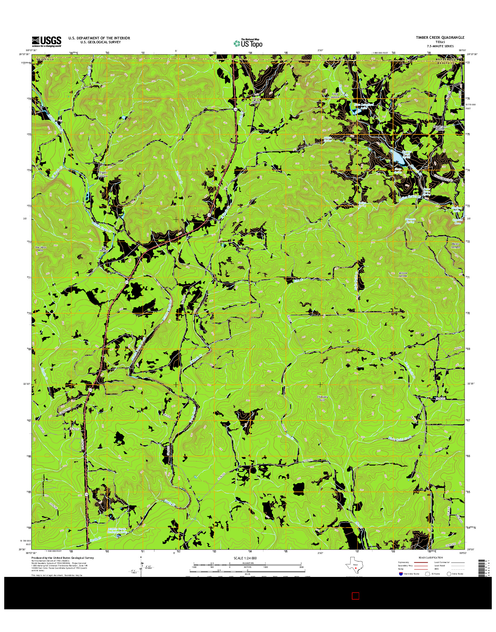 USGS US TOPO 7.5-MINUTE MAP FOR TIMBER CREEK, TX 2016