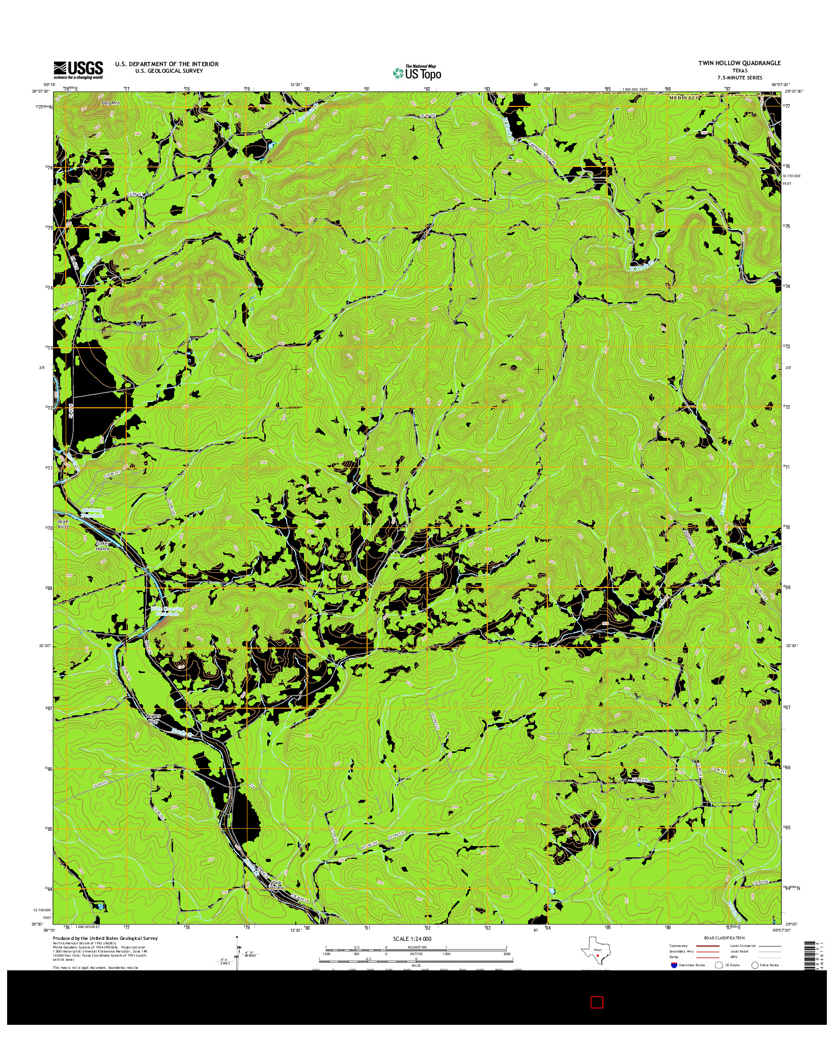 USGS US TOPO 7.5-MINUTE MAP FOR TWIN HOLLOW, TX 2016