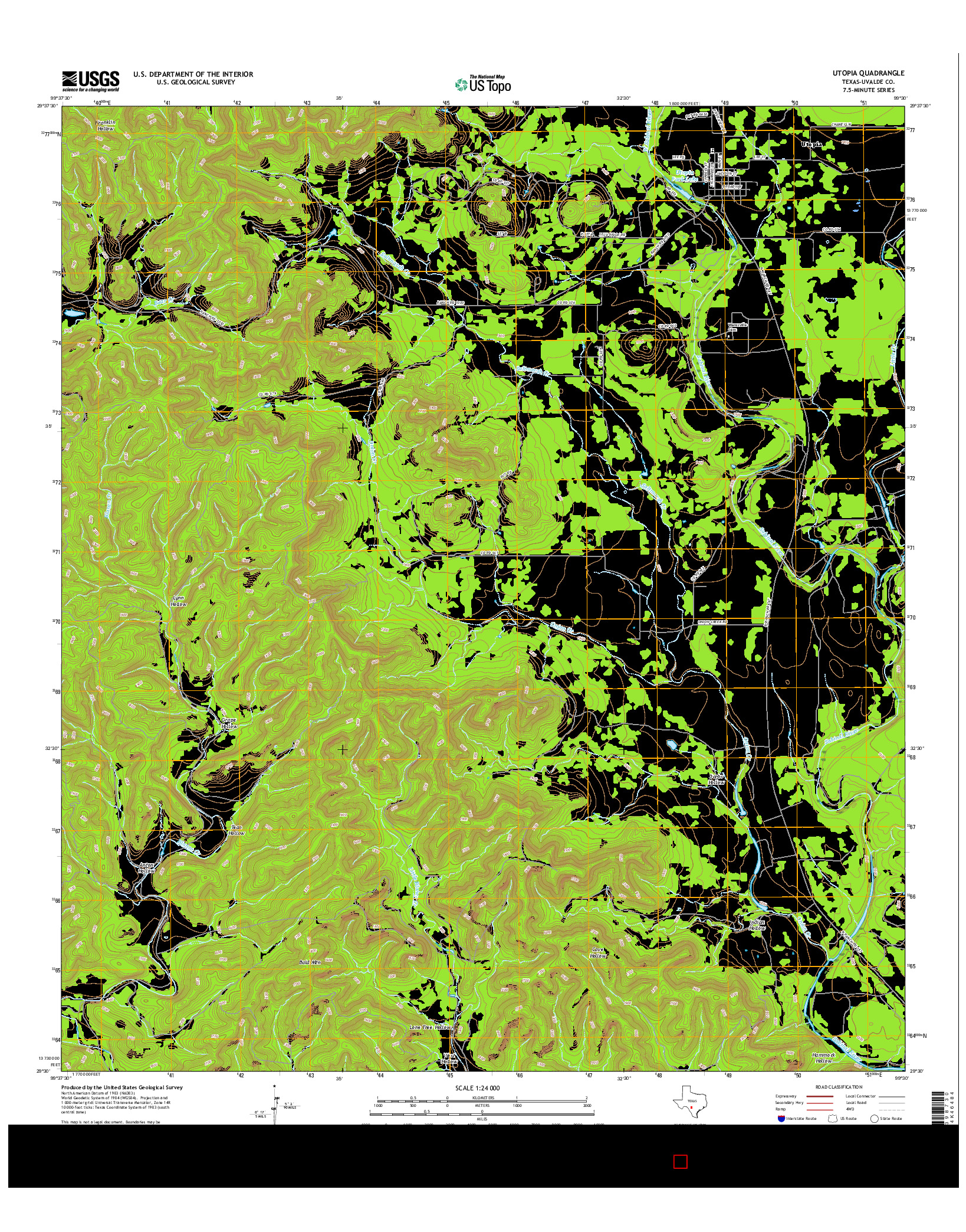 USGS US TOPO 7.5-MINUTE MAP FOR UTOPIA, TX 2016