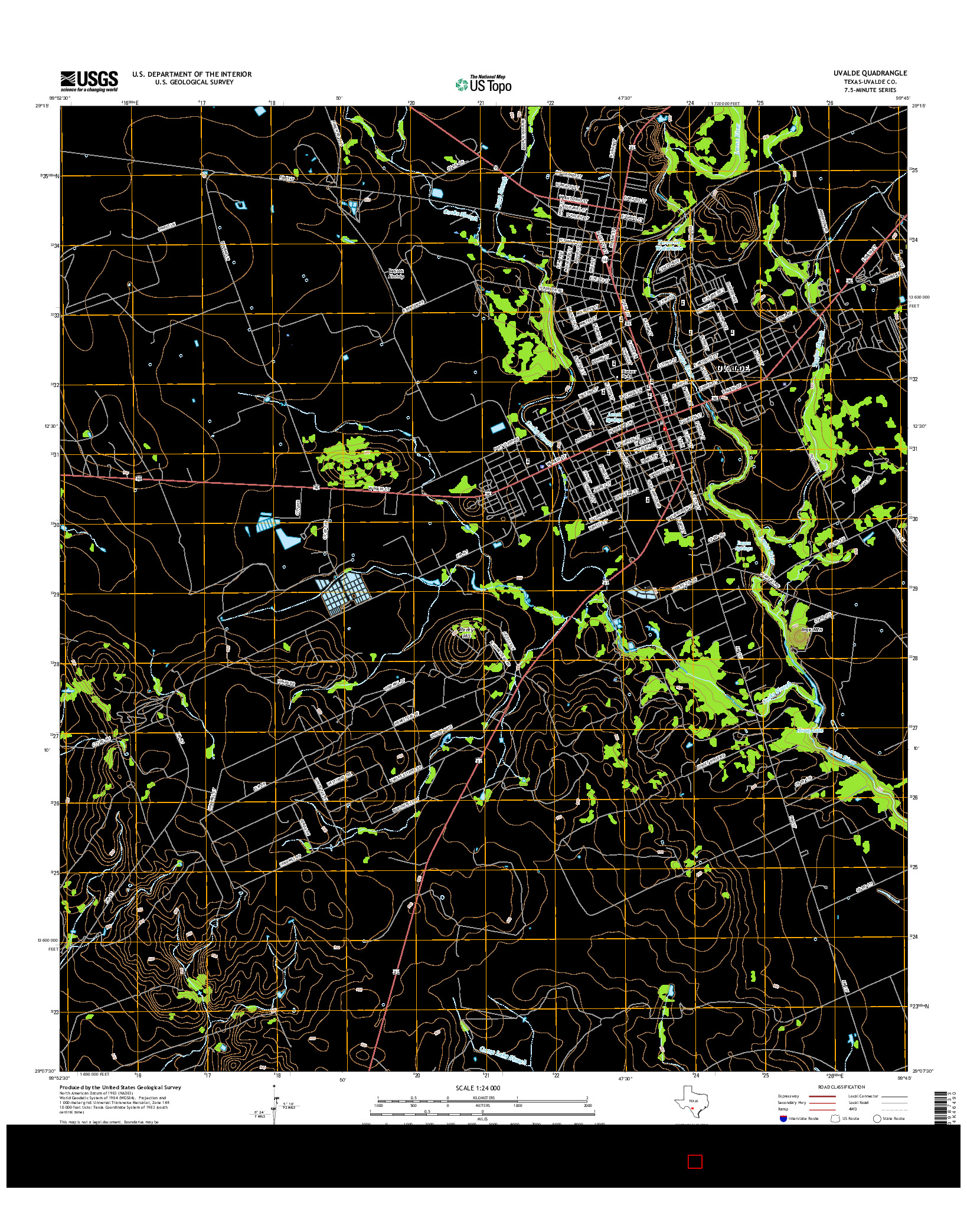 USGS US TOPO 7.5-MINUTE MAP FOR UVALDE, TX 2016