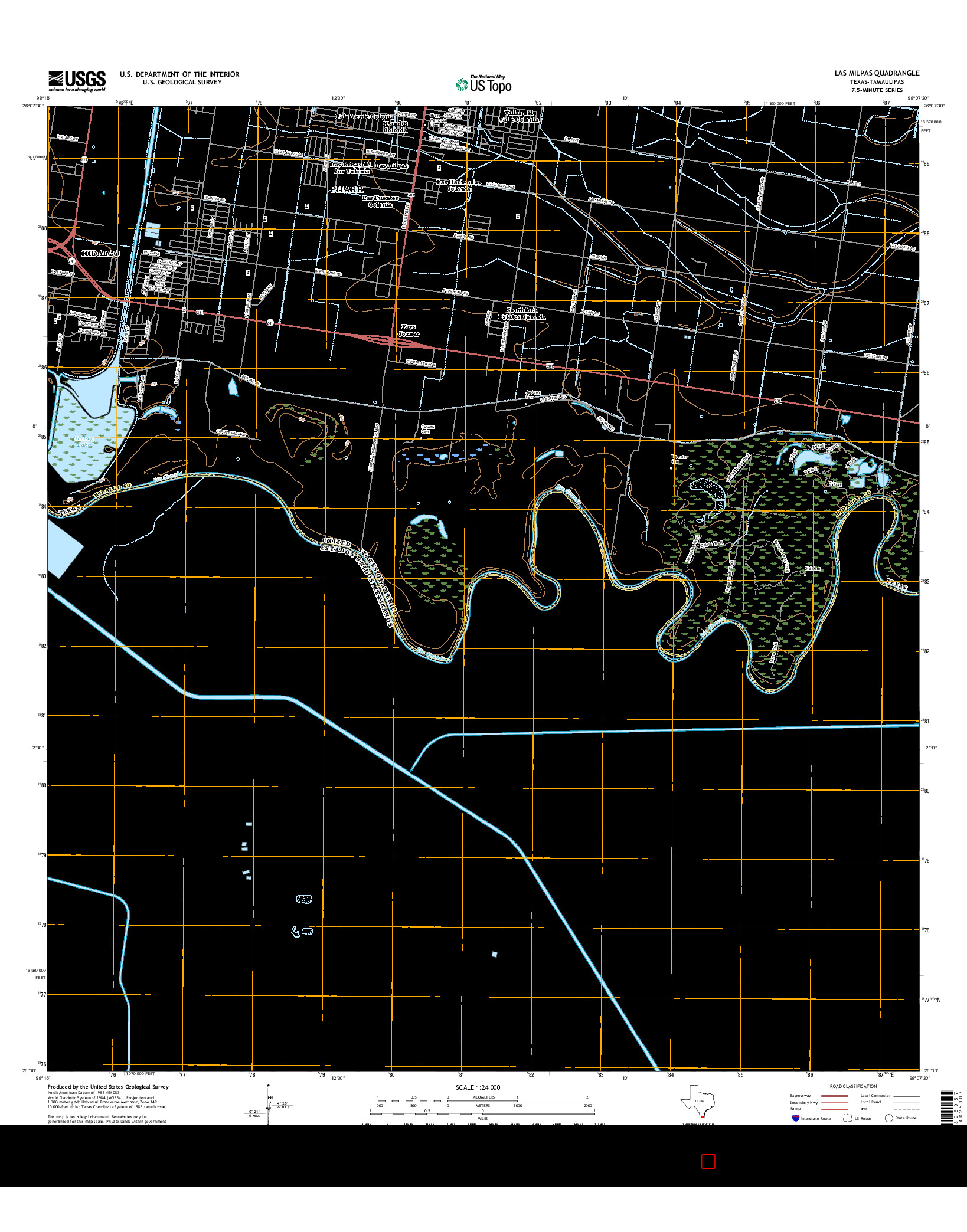 USGS US TOPO 7.5-MINUTE MAP FOR LAS MILPAS, TX-TAM 2016