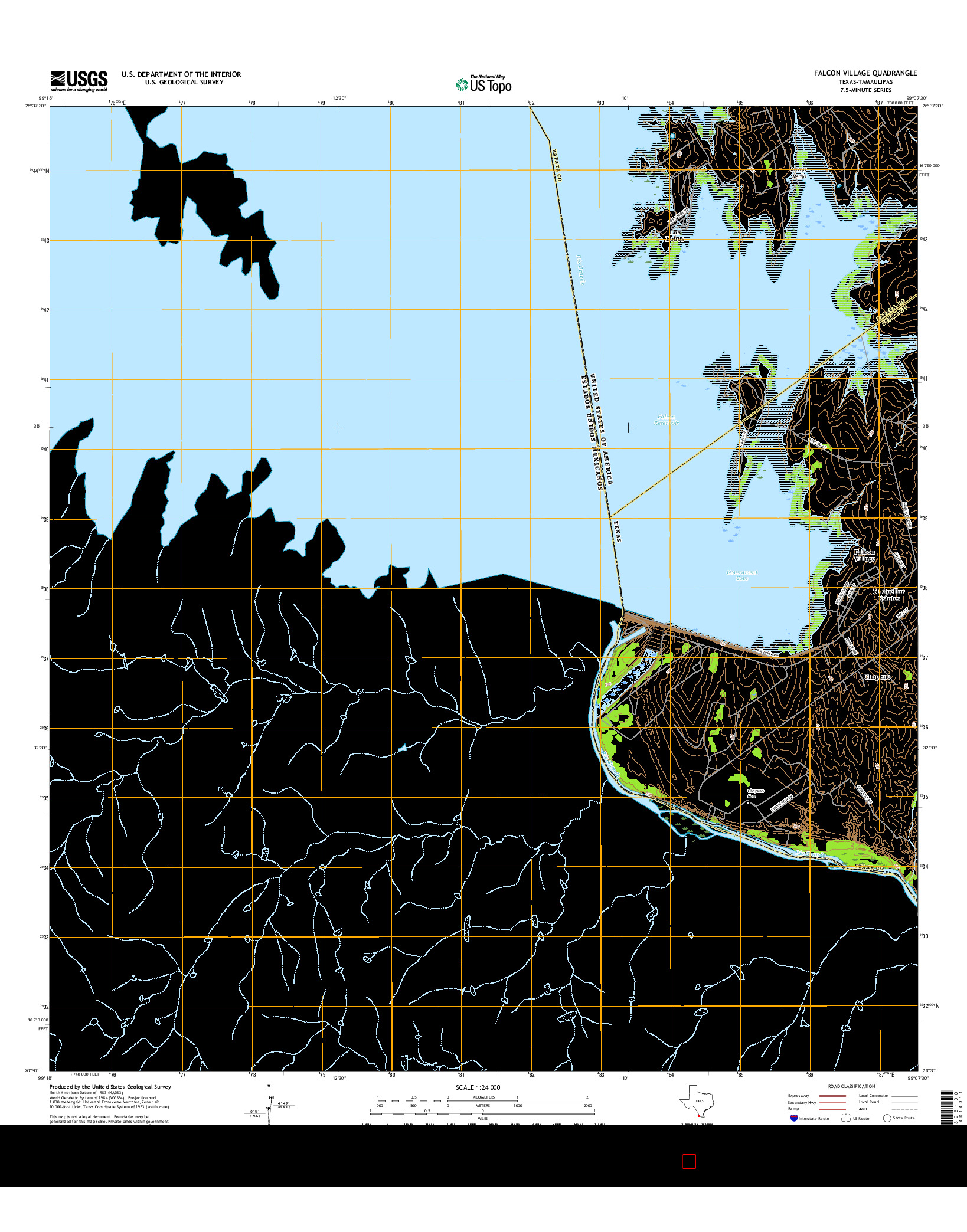 USGS US TOPO 7.5-MINUTE MAP FOR FALCON VILLAGE, TX-TAM 2016