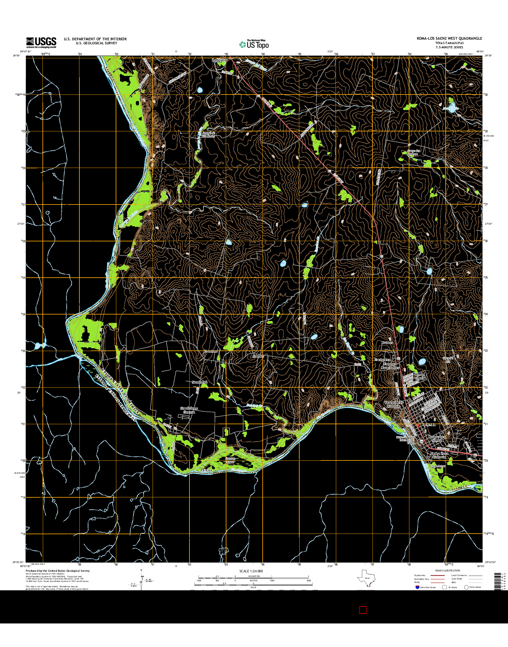 USGS US TOPO 7.5-MINUTE MAP FOR ROMA-LOS SAENZ WEST, TX-TAM 2016