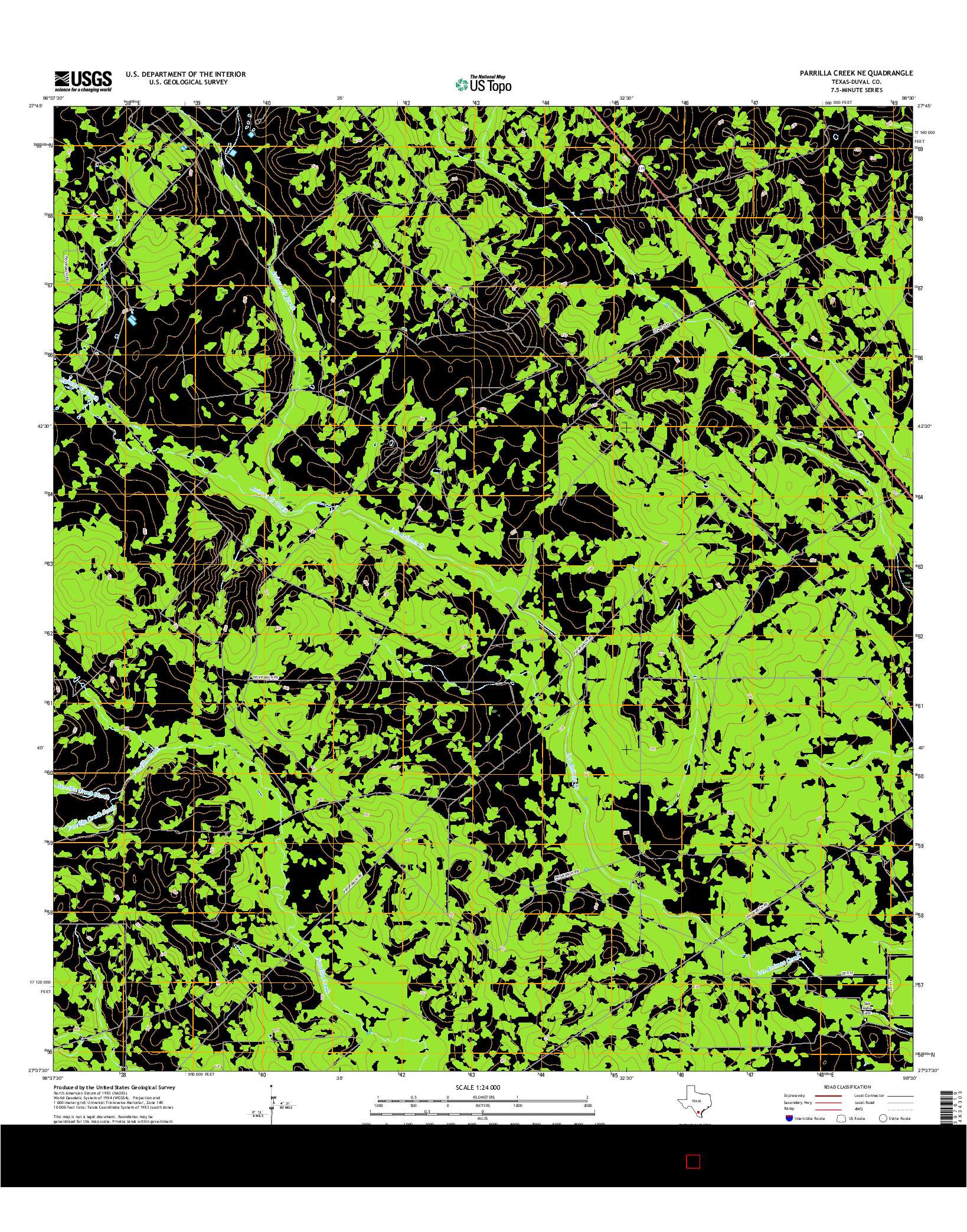 USGS US TOPO 7.5-MINUTE MAP FOR PARRILLA CREEK NE, TX 2016