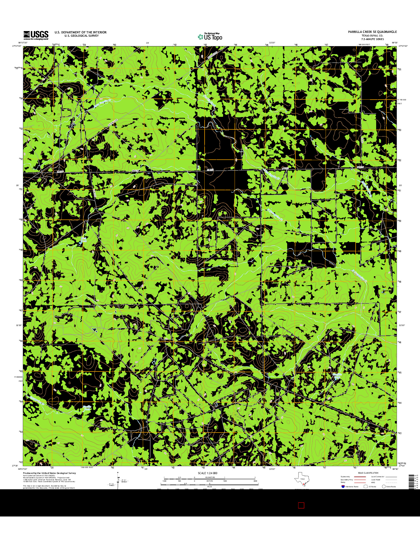 USGS US TOPO 7.5-MINUTE MAP FOR PARRILLA CREEK SE, TX 2016