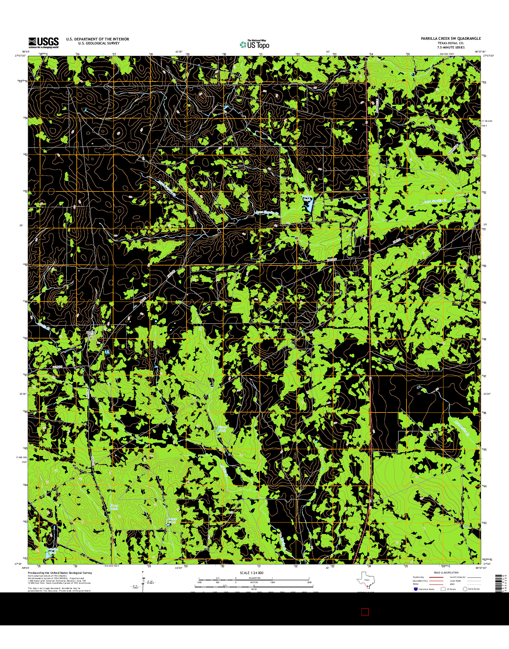 USGS US TOPO 7.5-MINUTE MAP FOR PARRILLA CREEK SW, TX 2016