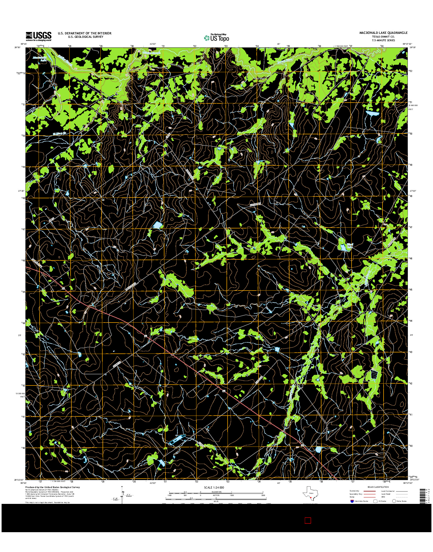 USGS US TOPO 7.5-MINUTE MAP FOR MACDONALD LAKE, TX 2016