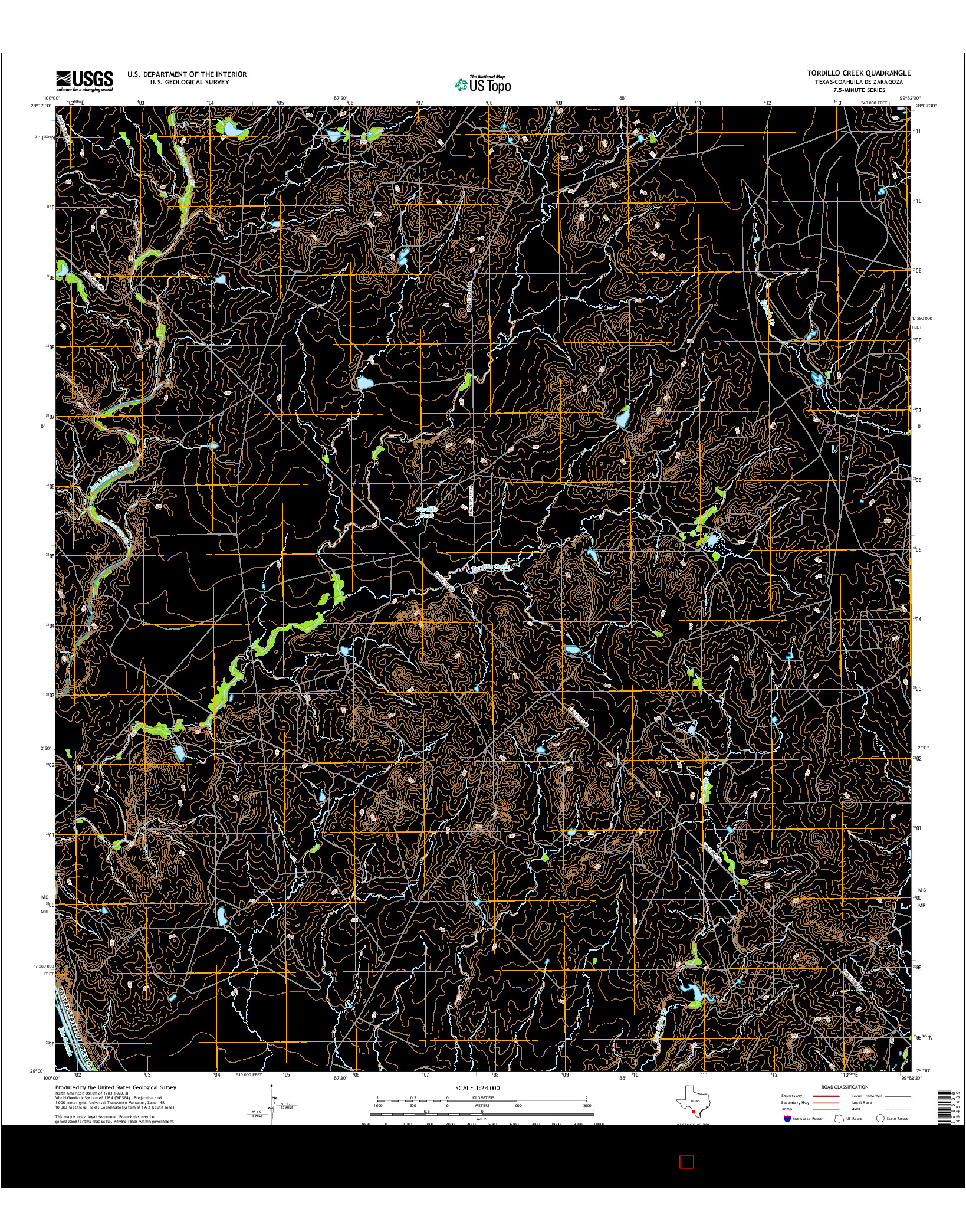 USGS US TOPO 7.5-MINUTE MAP FOR TORDILLO CREEK, TX-COA 2016