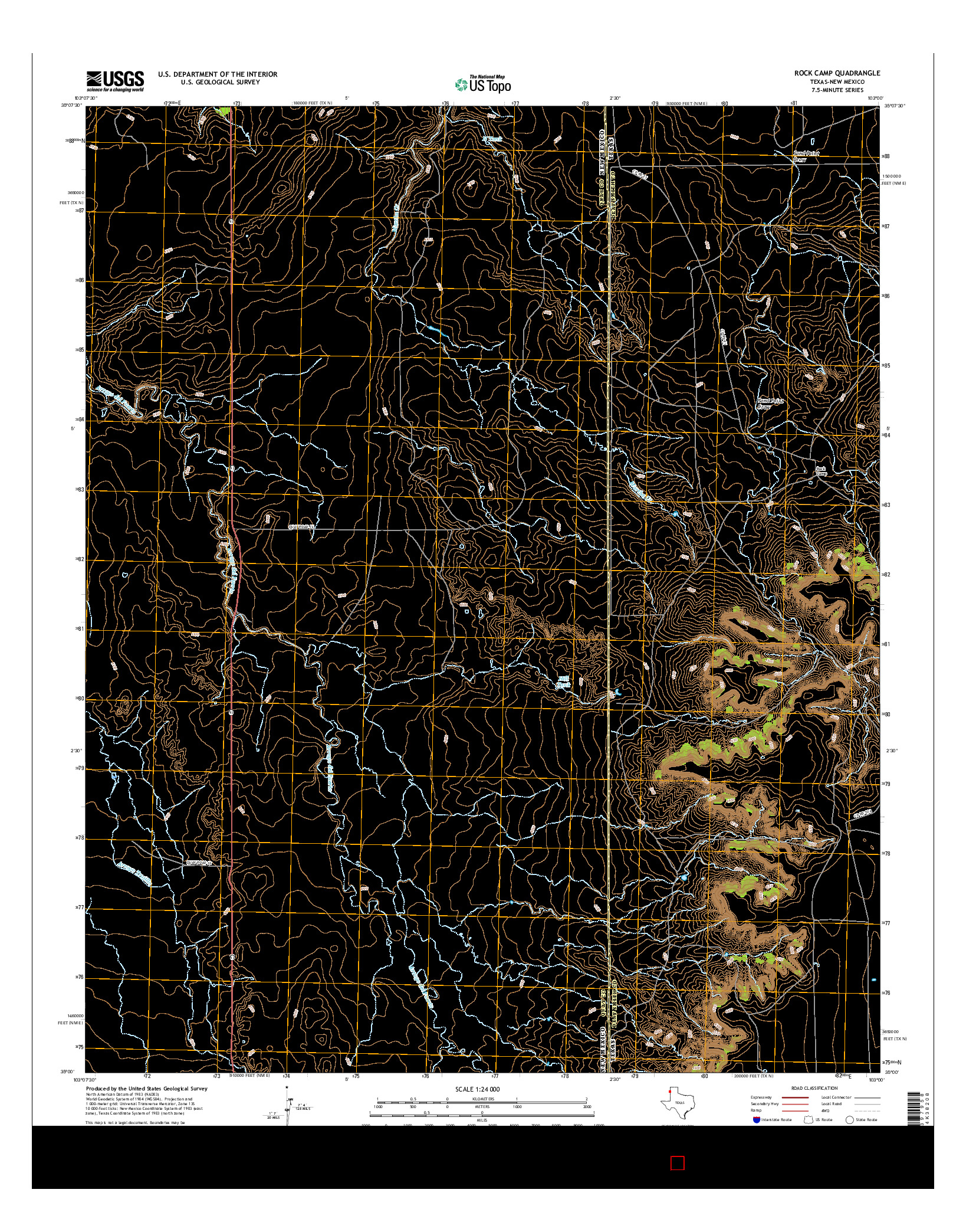 USGS US TOPO 7.5-MINUTE MAP FOR ROCK CAMP, TX-NM 2016