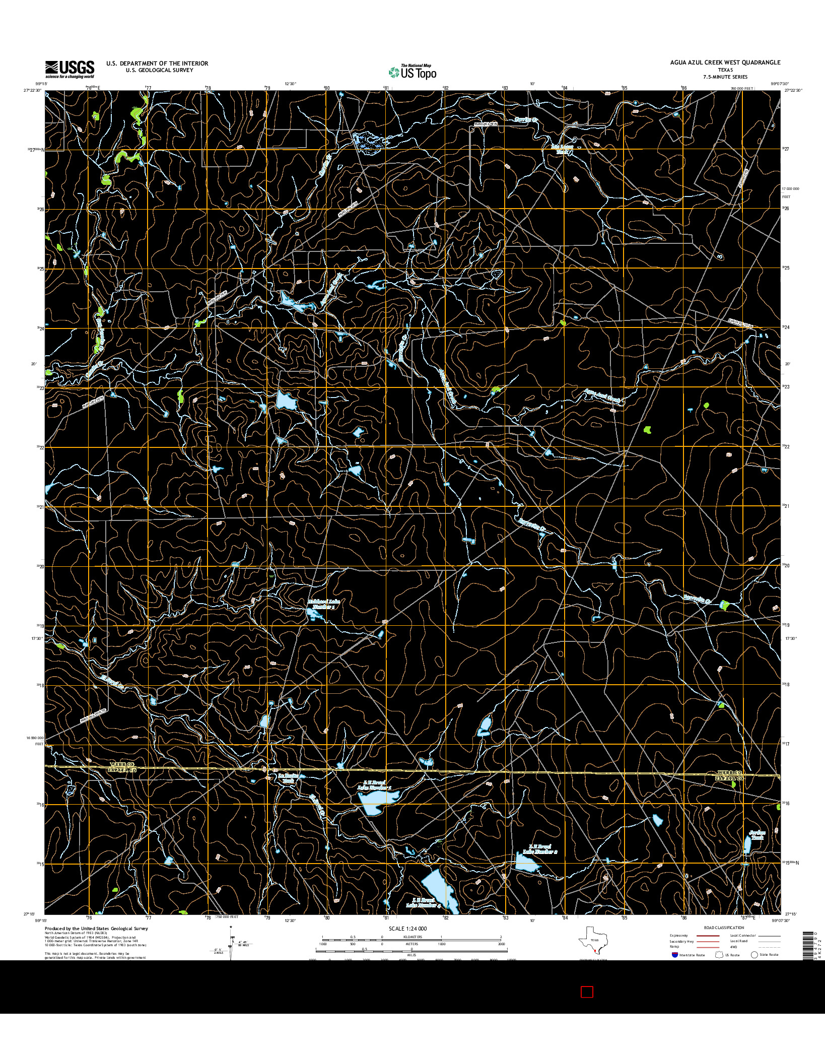 USGS US TOPO 7.5-MINUTE MAP FOR AGUA AZUL CREEK WEST, TX 2016