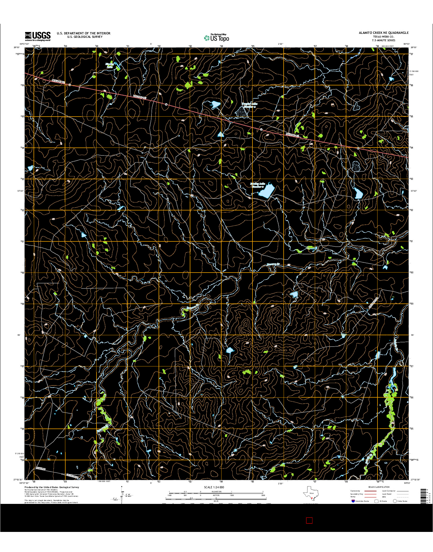 USGS US TOPO 7.5-MINUTE MAP FOR ALAMITO CREEK NE, TX 2016