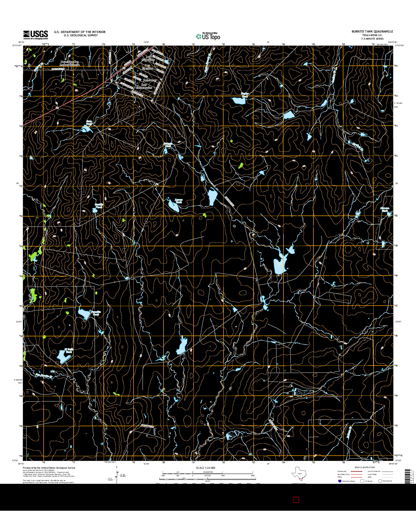 USGS US TOPO 7.5-MINUTE MAP FOR BURRITO TANK, TX 2016