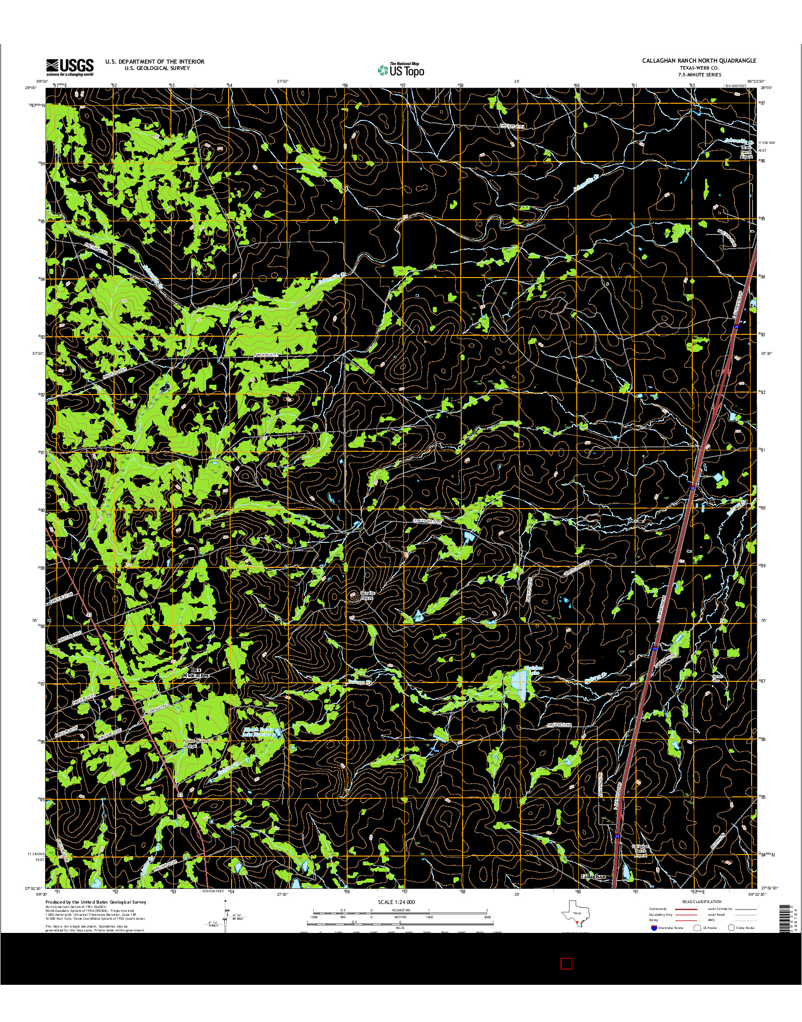 USGS US TOPO 7.5-MINUTE MAP FOR CALLAGHAN RANCH NORTH, TX 2016