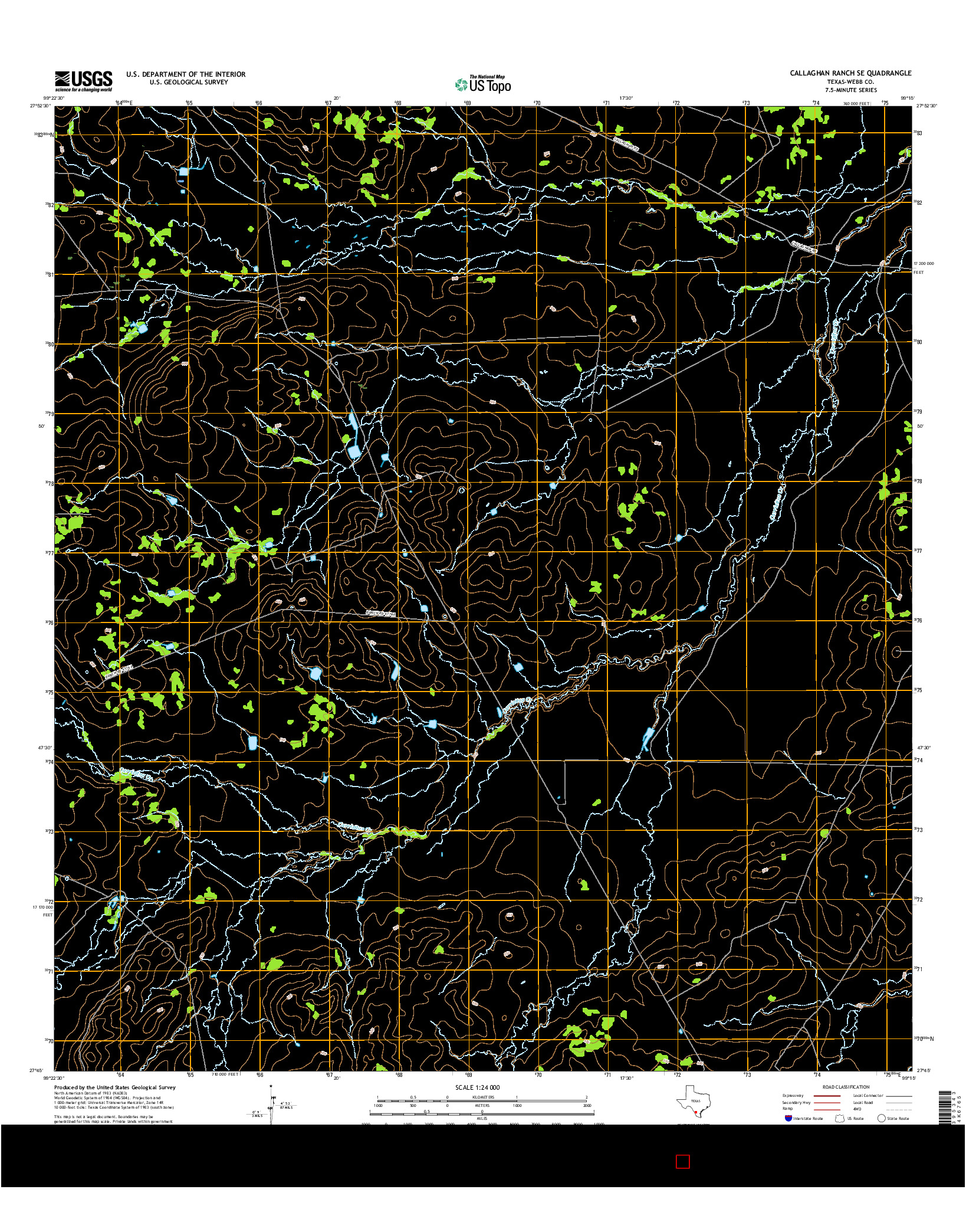 USGS US TOPO 7.5-MINUTE MAP FOR CALLAGHAN RANCH SE, TX 2016