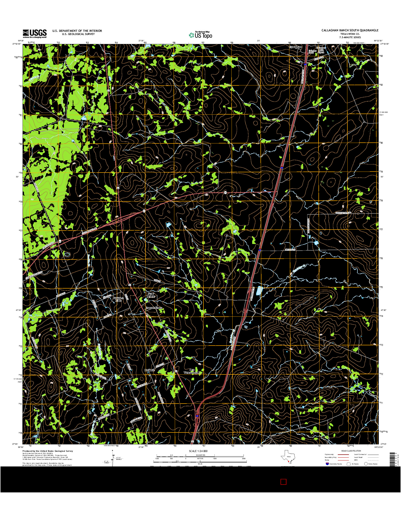 USGS US TOPO 7.5-MINUTE MAP FOR CALLAGHAN RANCH SOUTH, TX 2016
