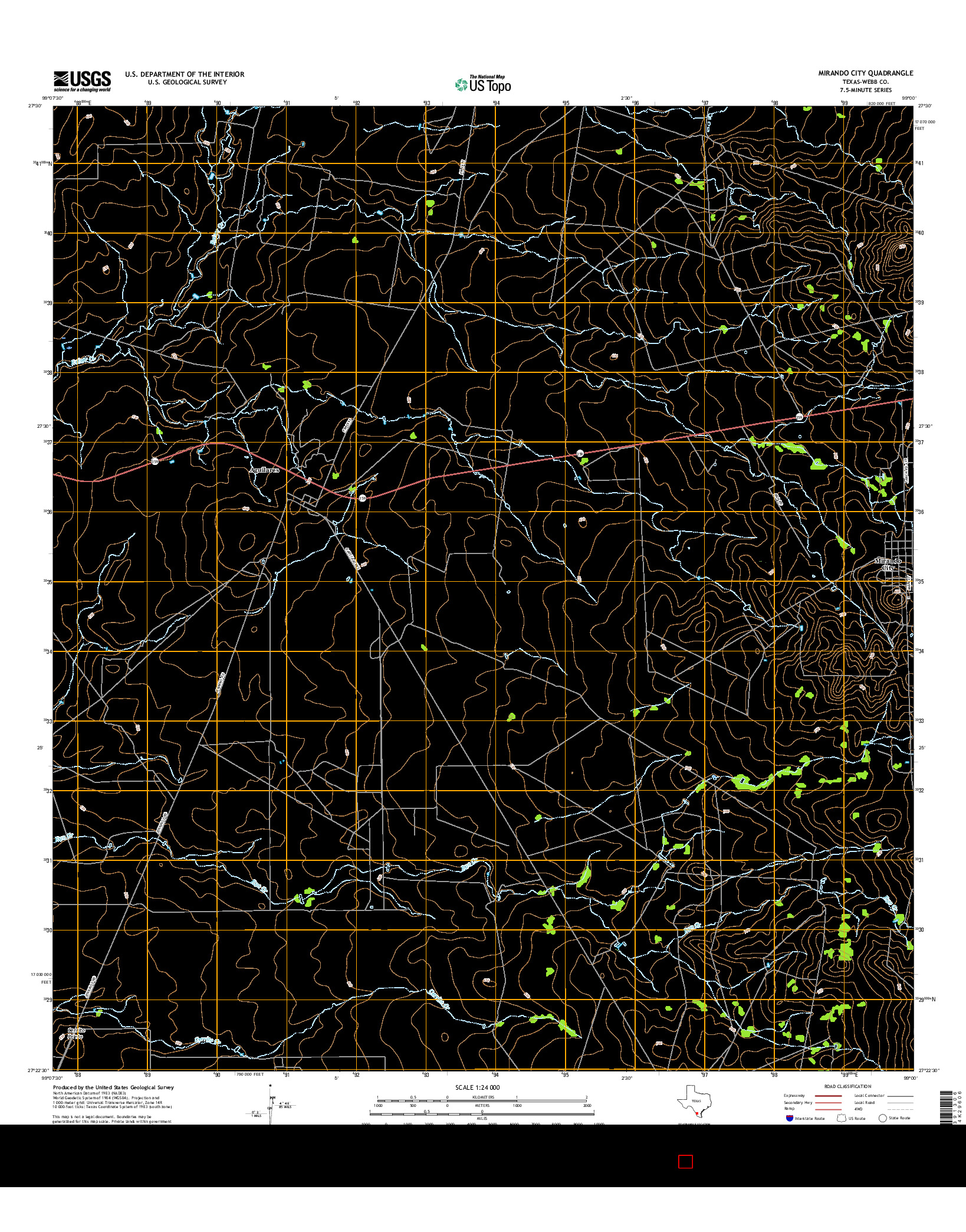 USGS US TOPO 7.5-MINUTE MAP FOR MIRANDO CITY, TX 2016