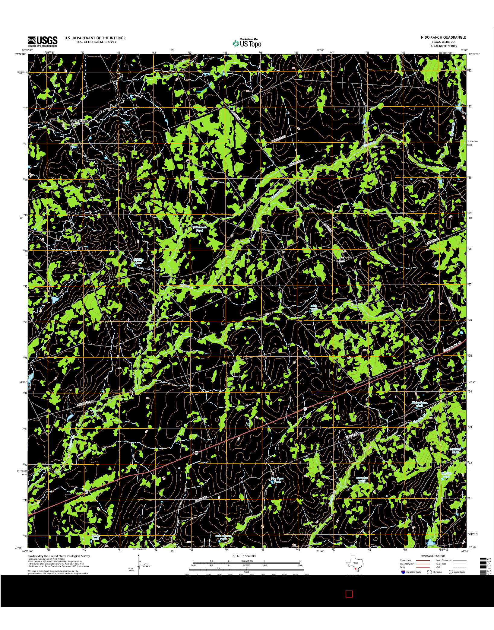 USGS US TOPO 7.5-MINUTE MAP FOR NIDO RANCH, TX 2016