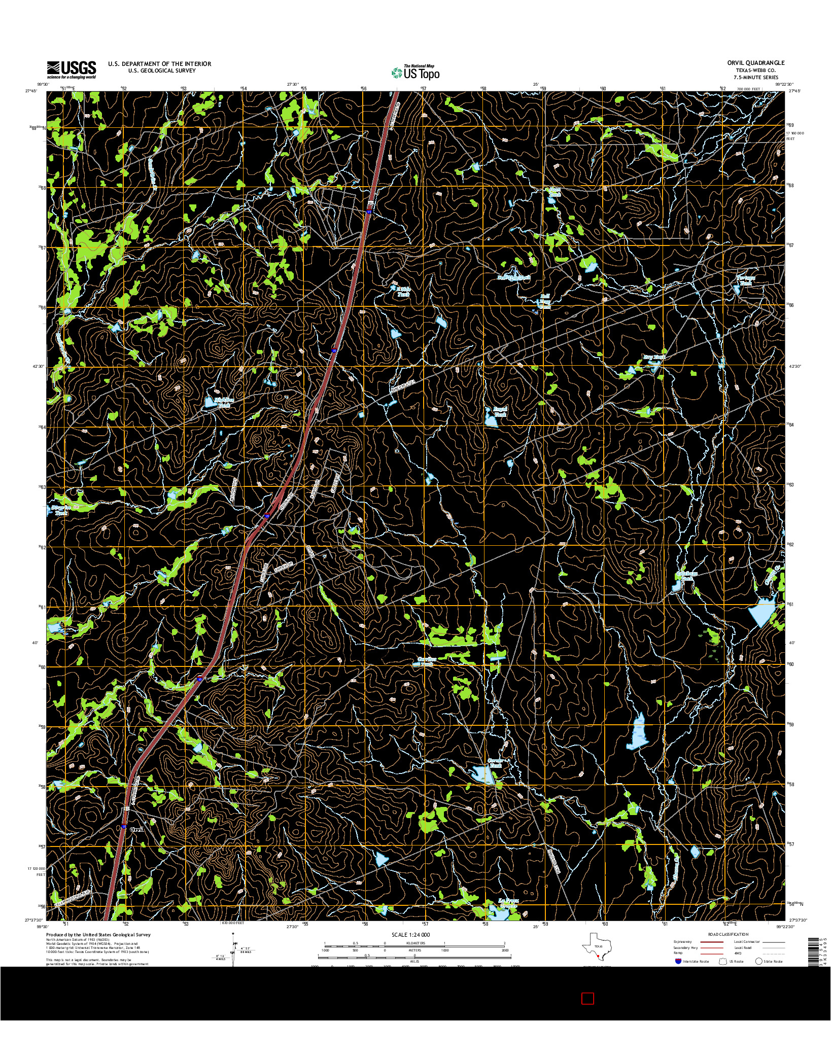 USGS US TOPO 7.5-MINUTE MAP FOR ORVIL, TX 2016