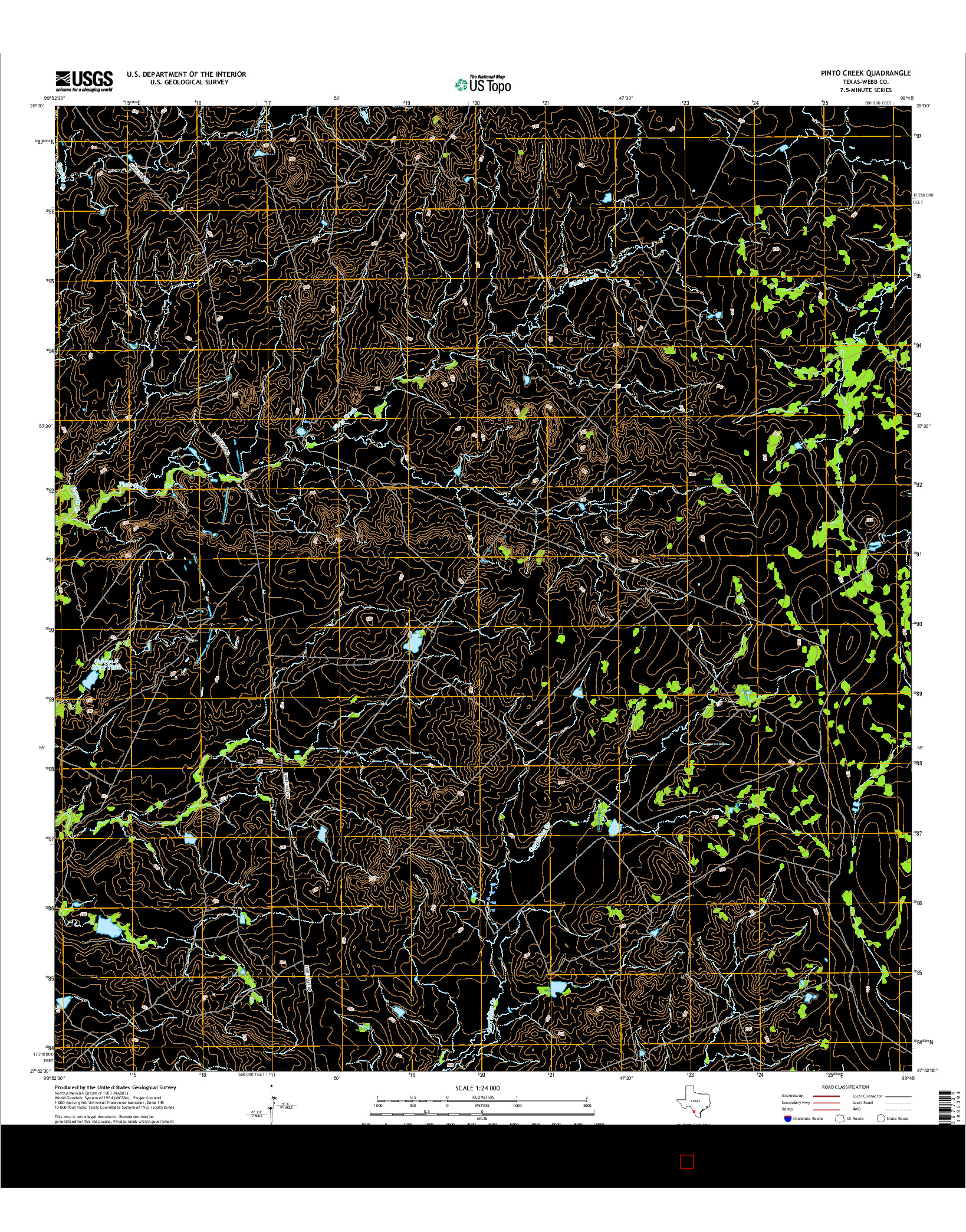 USGS US TOPO 7.5-MINUTE MAP FOR PINTO CREEK, TX 2016