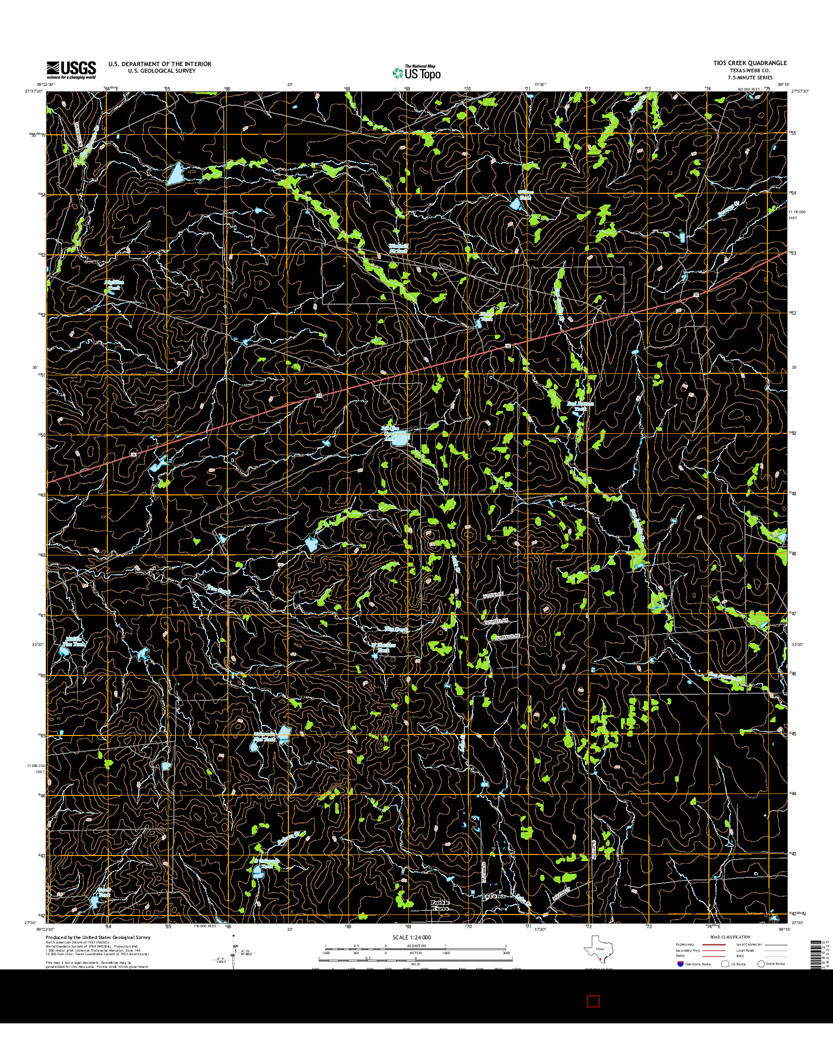 USGS US TOPO 7.5-MINUTE MAP FOR TIOS CREEK, TX 2016