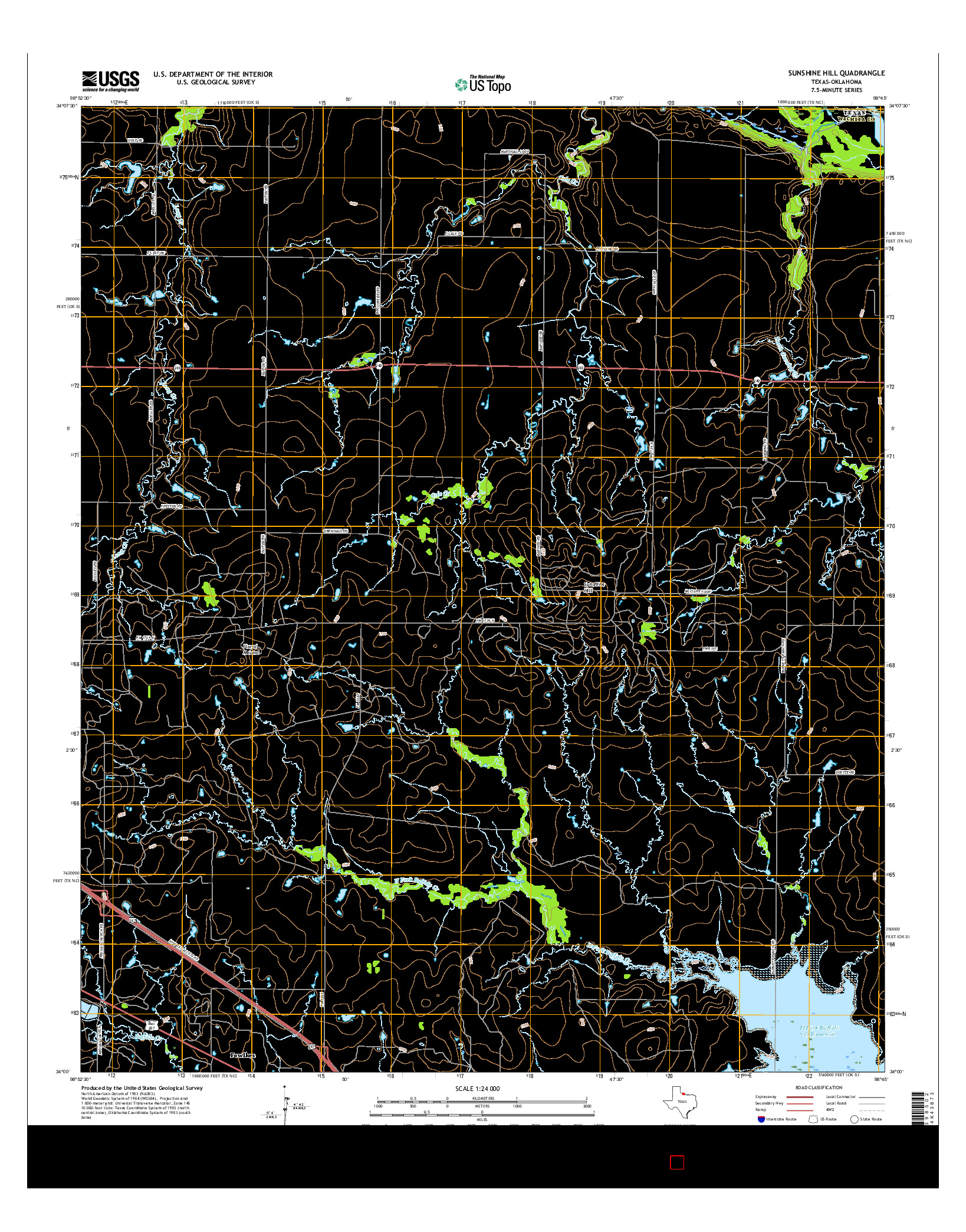 USGS US TOPO 7.5-MINUTE MAP FOR SUNSHINE HILL, TX-OK 2016