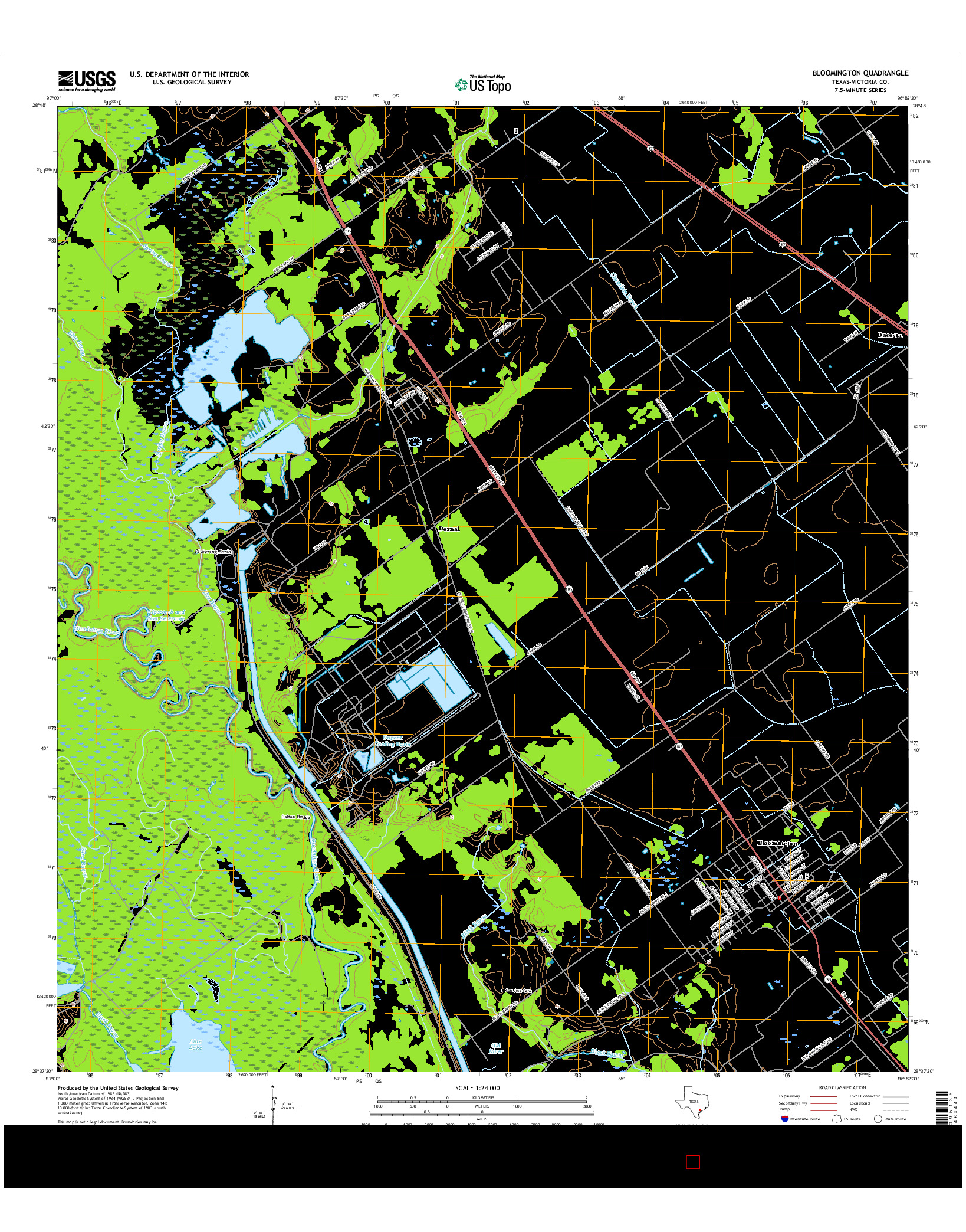 USGS US TOPO 7.5-MINUTE MAP FOR BLOOMINGTON, TX 2016