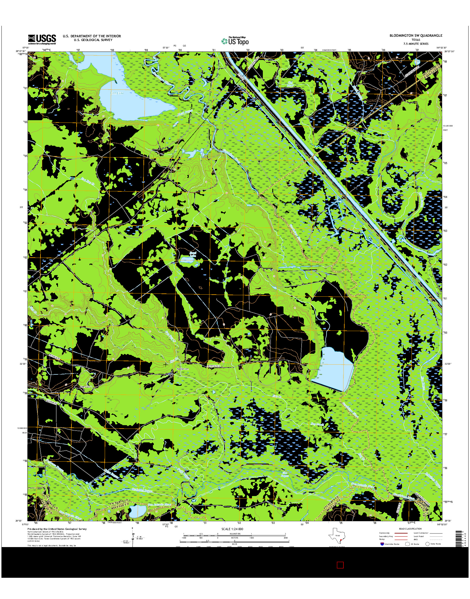 USGS US TOPO 7.5-MINUTE MAP FOR BLOOMINGTON SW, TX 2016