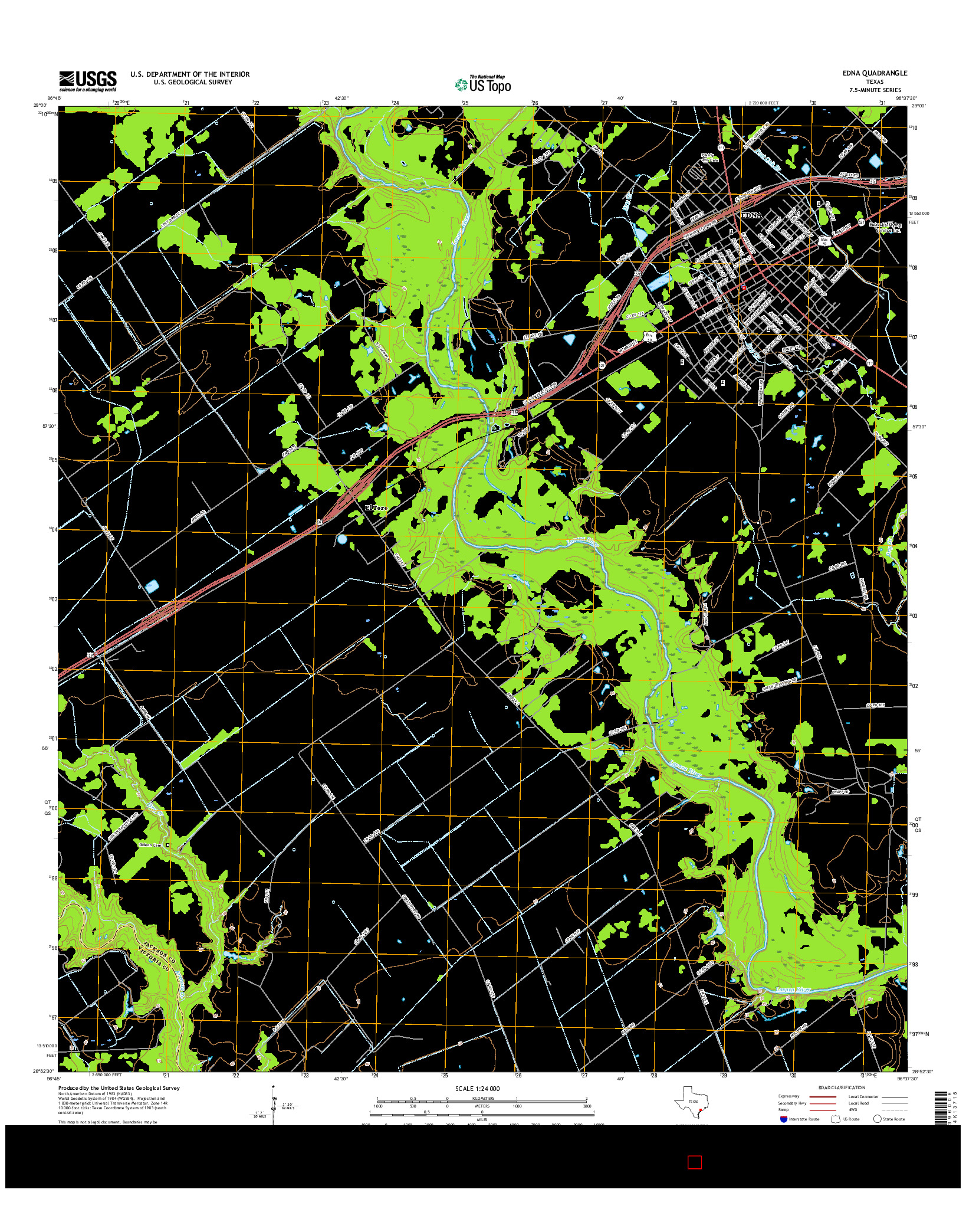 USGS US TOPO 7.5-MINUTE MAP FOR EDNA, TX 2016