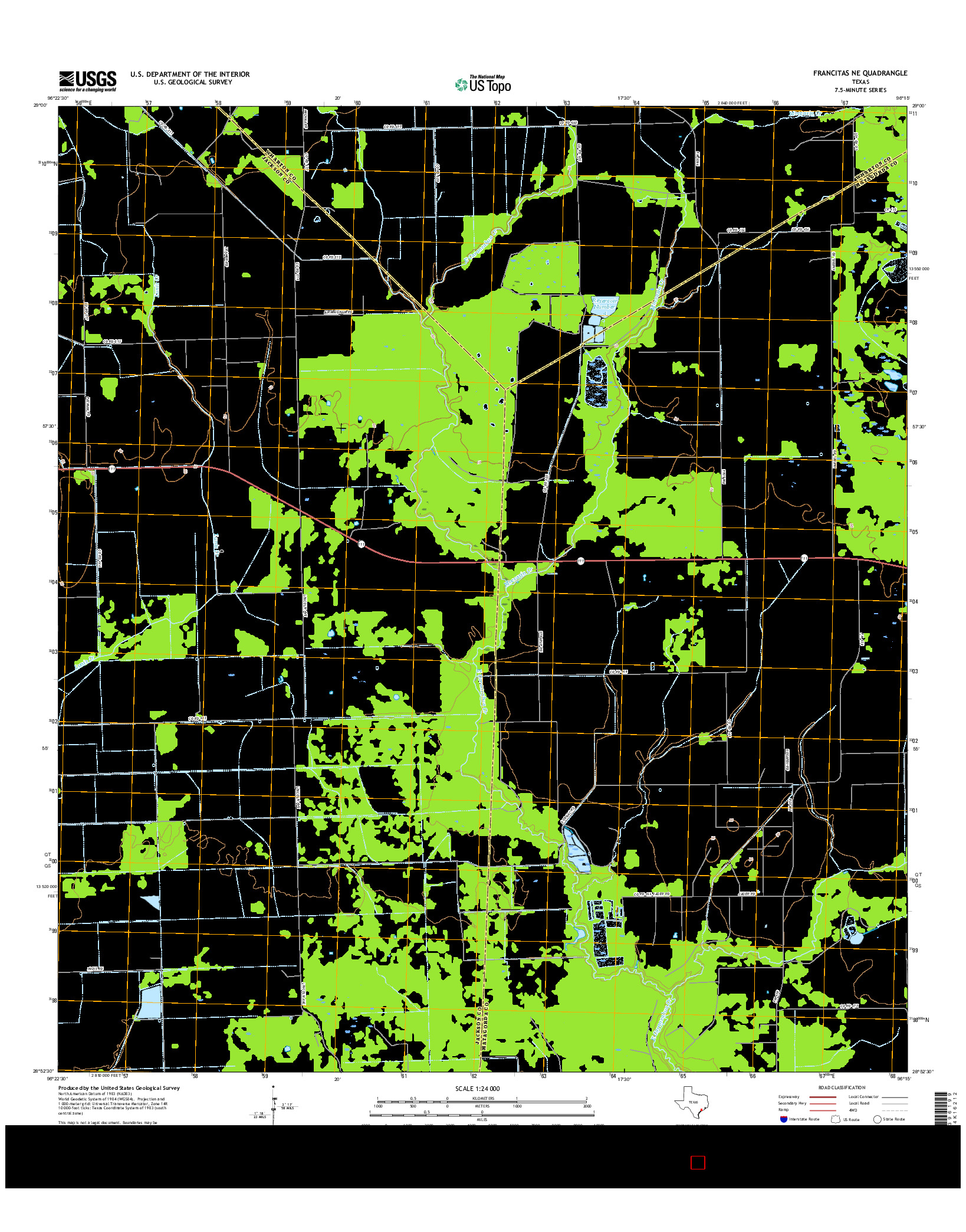 USGS US TOPO 7.5-MINUTE MAP FOR FRANCITAS NE, TX 2016