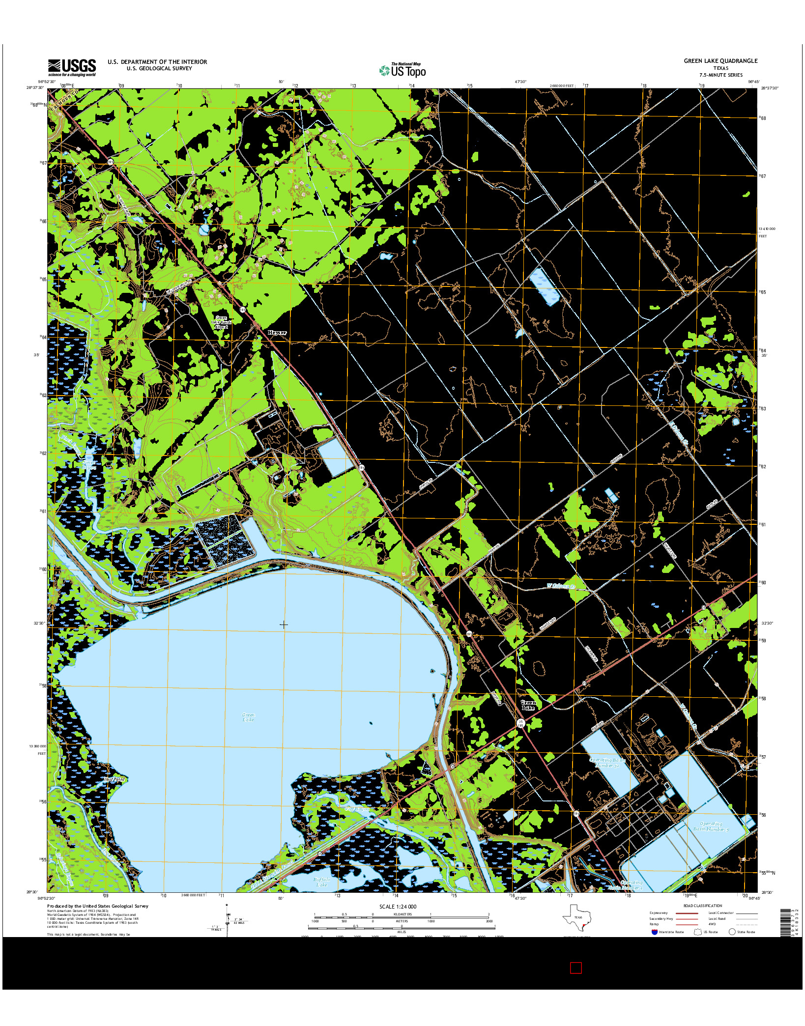 USGS US TOPO 7.5-MINUTE MAP FOR GREEN LAKE, TX 2016