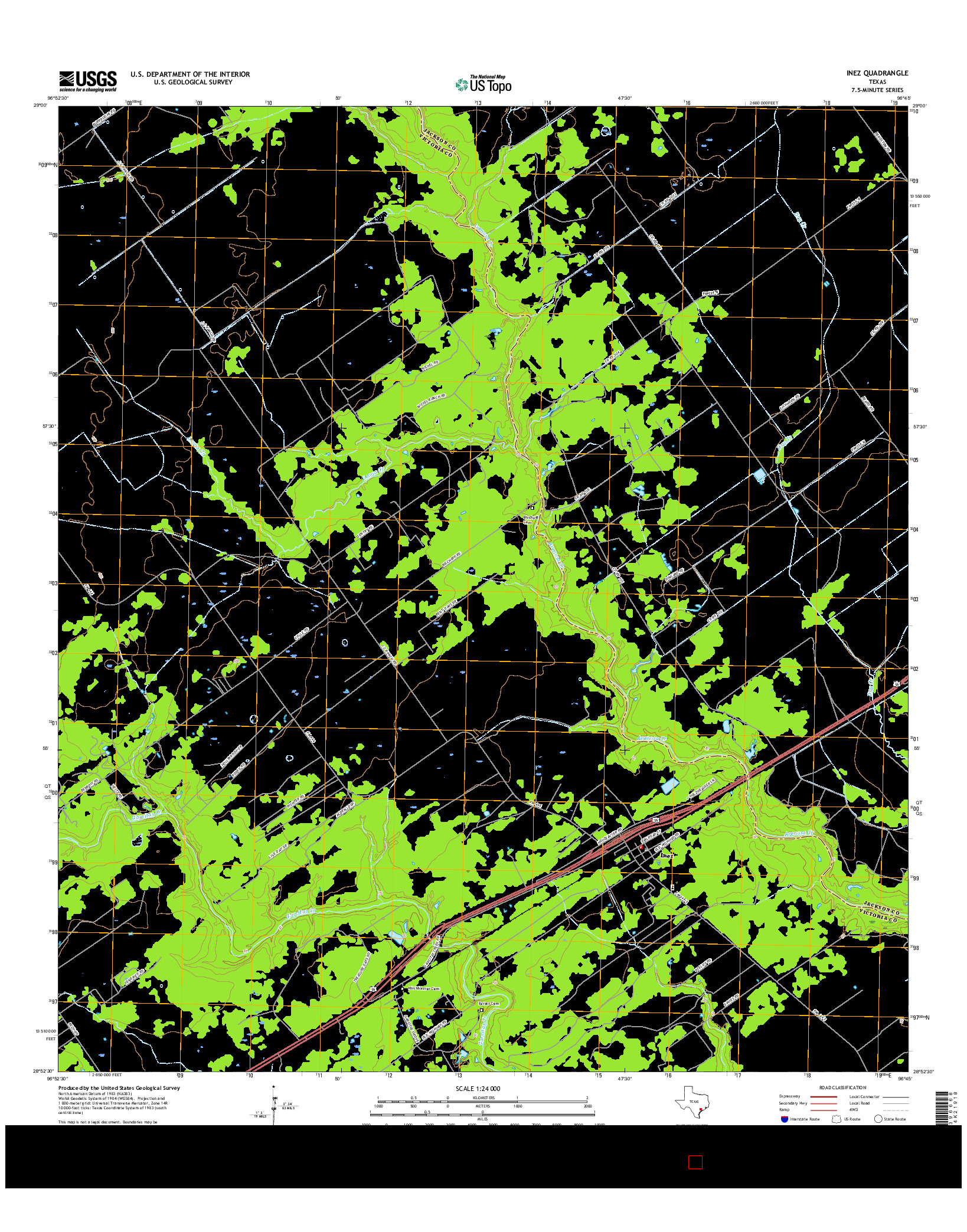 USGS US TOPO 7.5-MINUTE MAP FOR INEZ, TX 2016