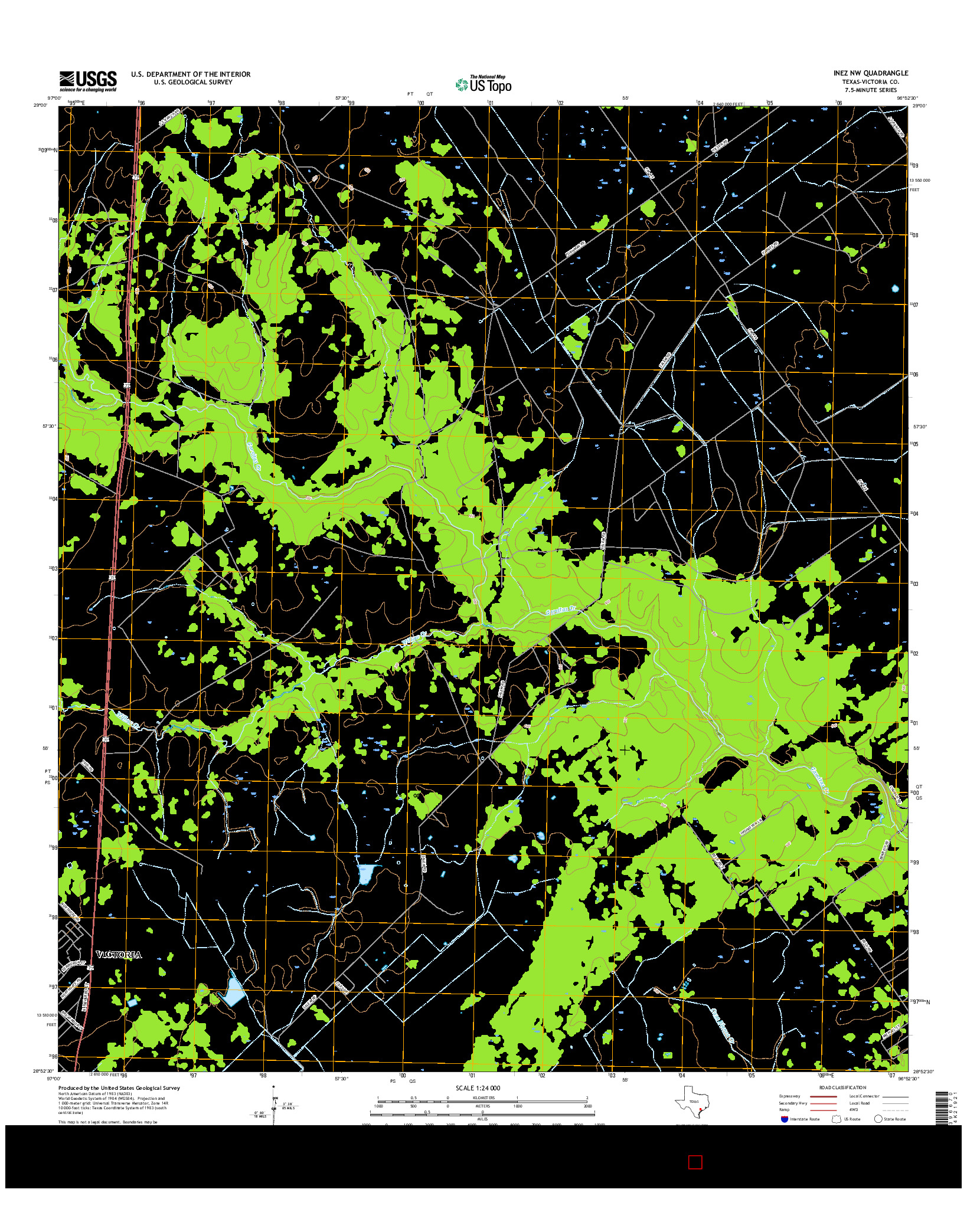 USGS US TOPO 7.5-MINUTE MAP FOR INEZ NW, TX 2016