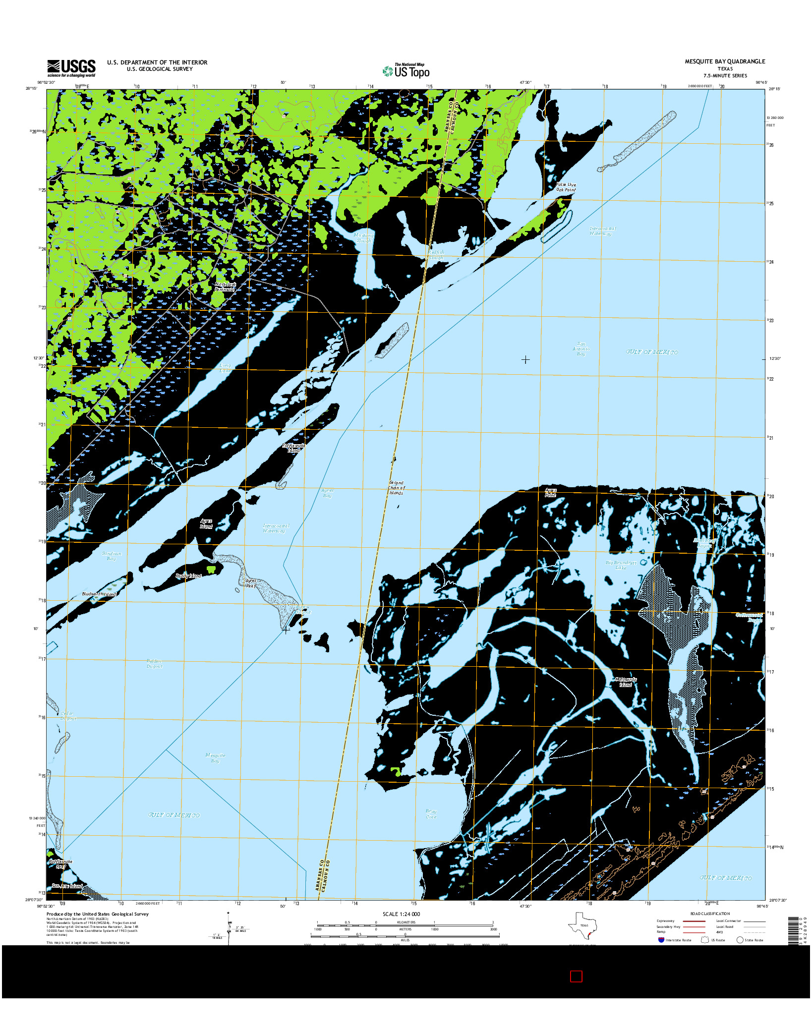 USGS US TOPO 7.5-MINUTE MAP FOR MESQUITE BAY, TX 2016