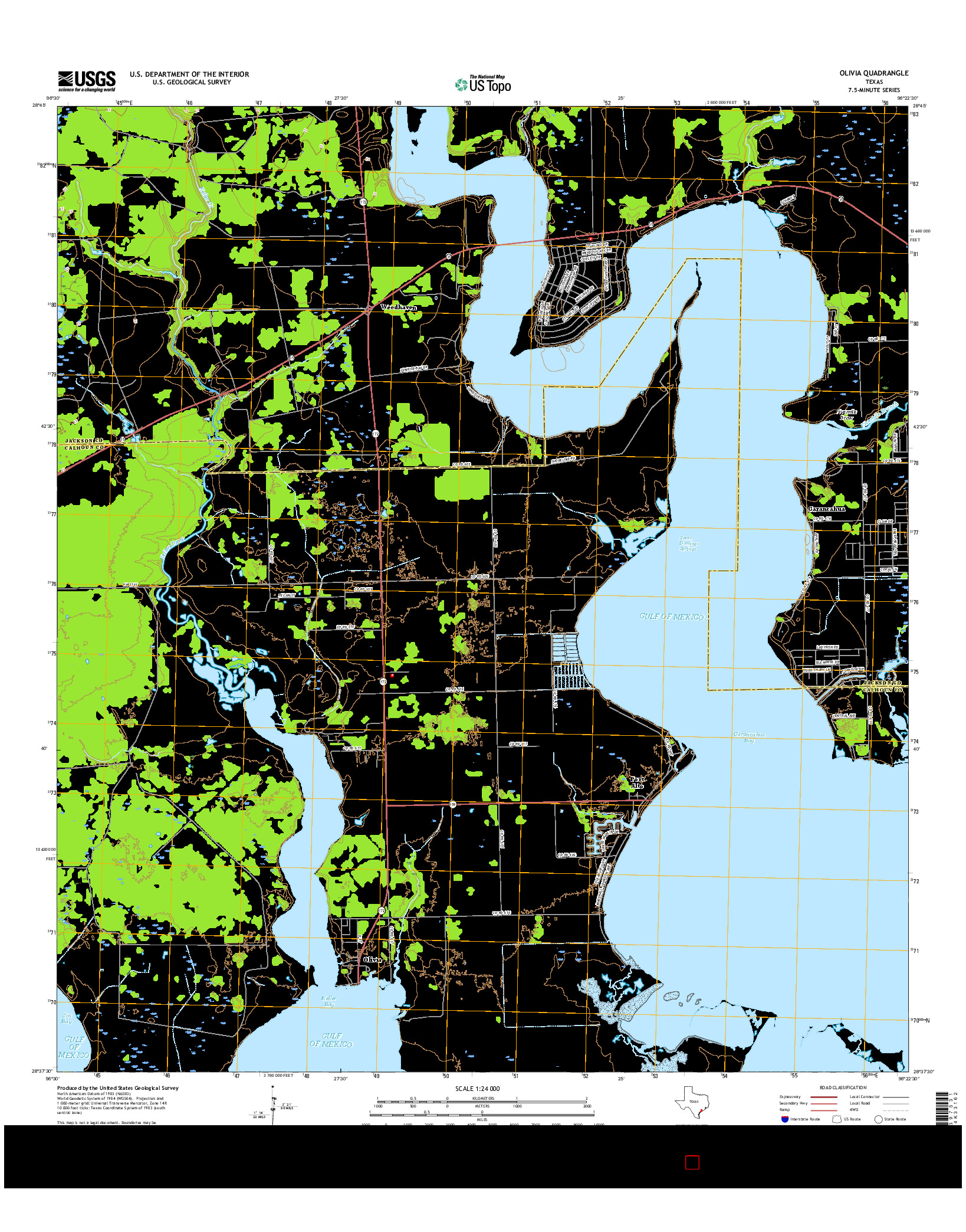 USGS US TOPO 7.5-MINUTE MAP FOR OLIVIA, TX 2016