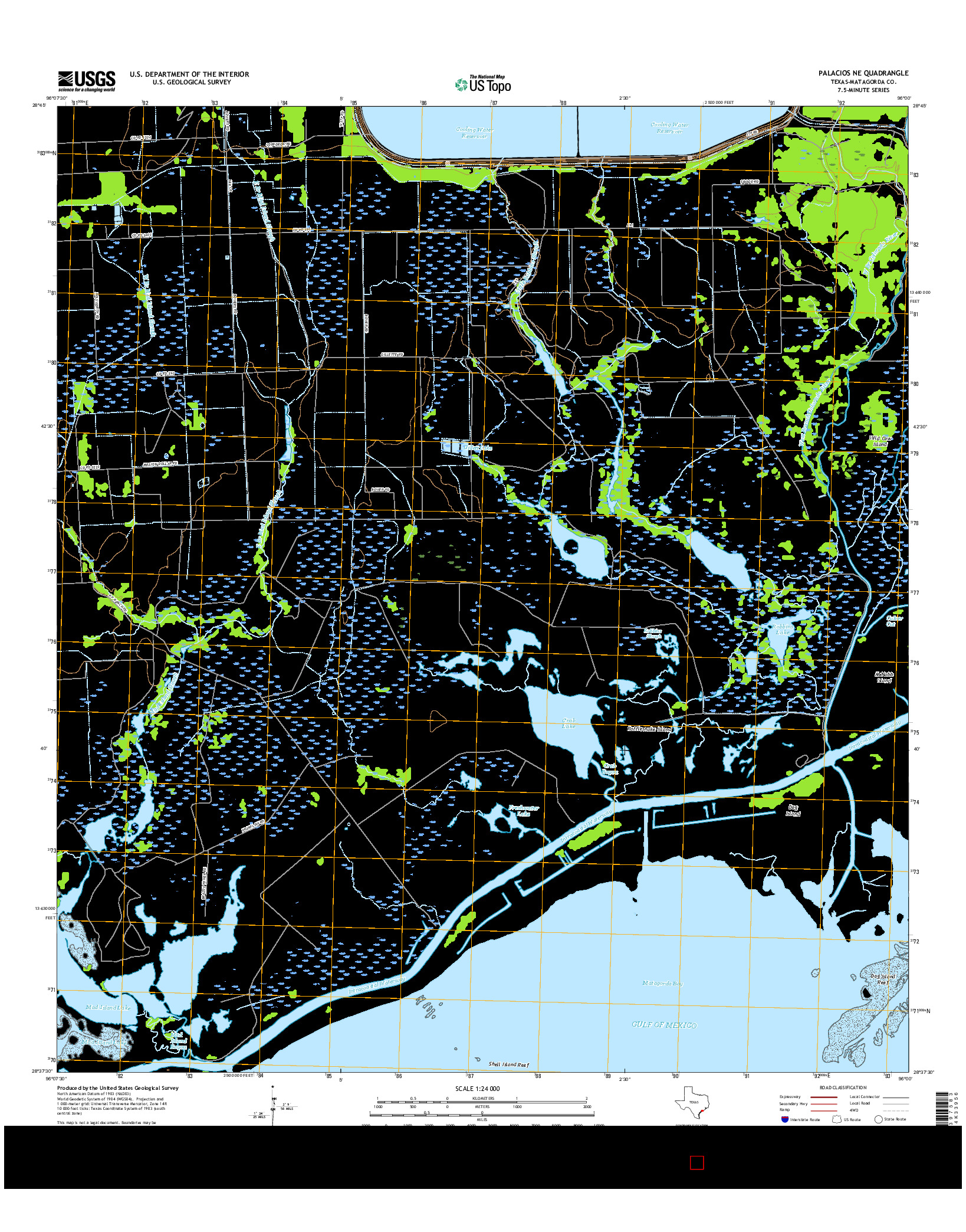 USGS US TOPO 7.5-MINUTE MAP FOR PALACIOS NE, TX 2016