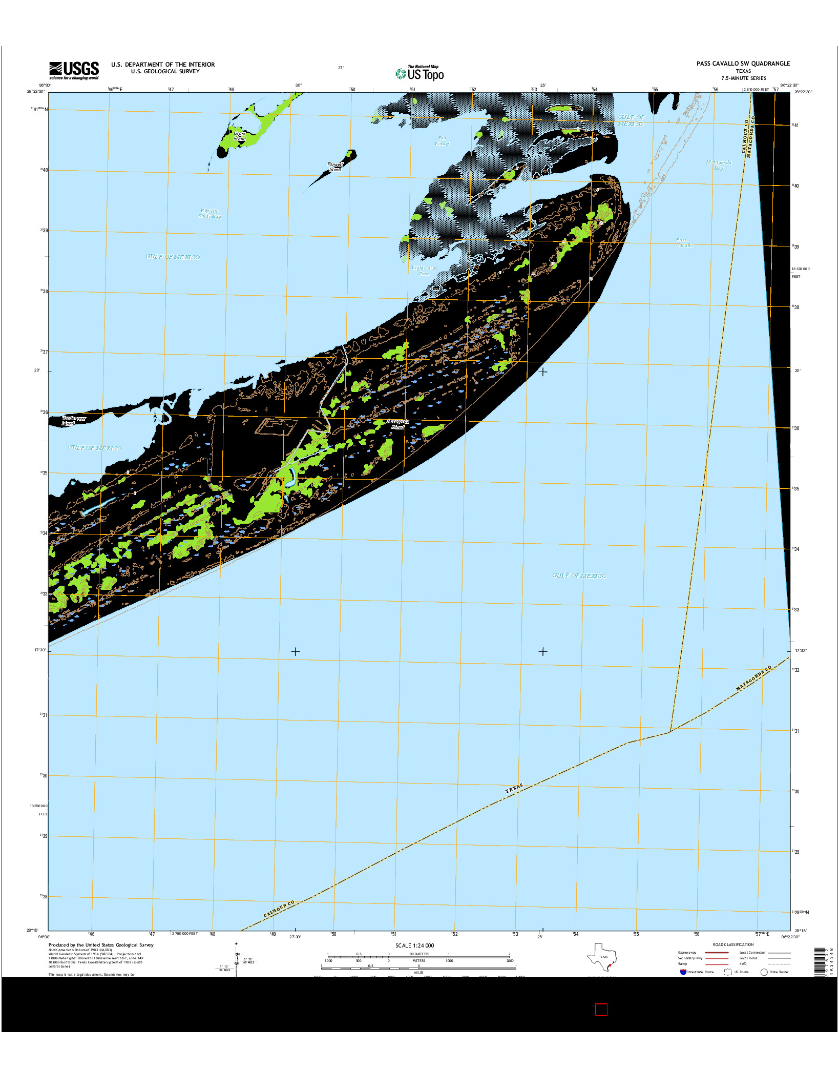 USGS US TOPO 7.5-MINUTE MAP FOR PASS CAVALLO SW, TX 2016